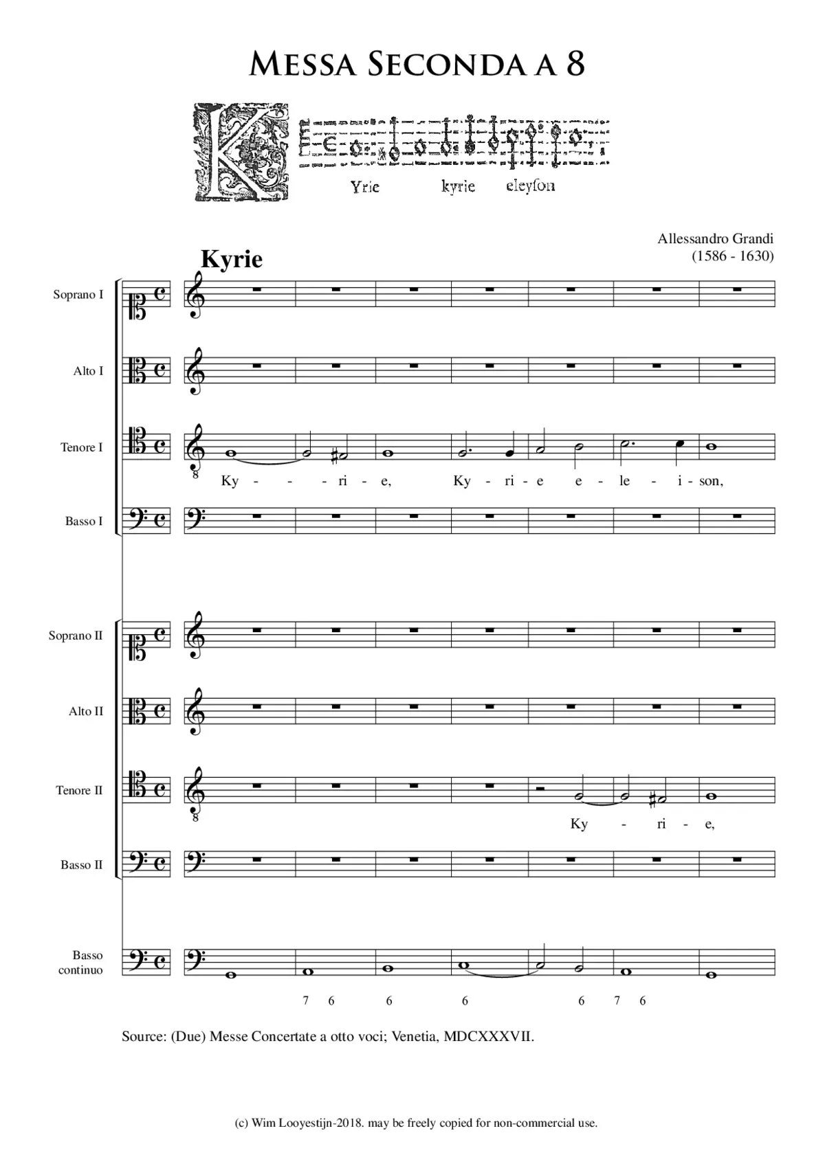 Messa Seconda concertata a 8 - Page 1