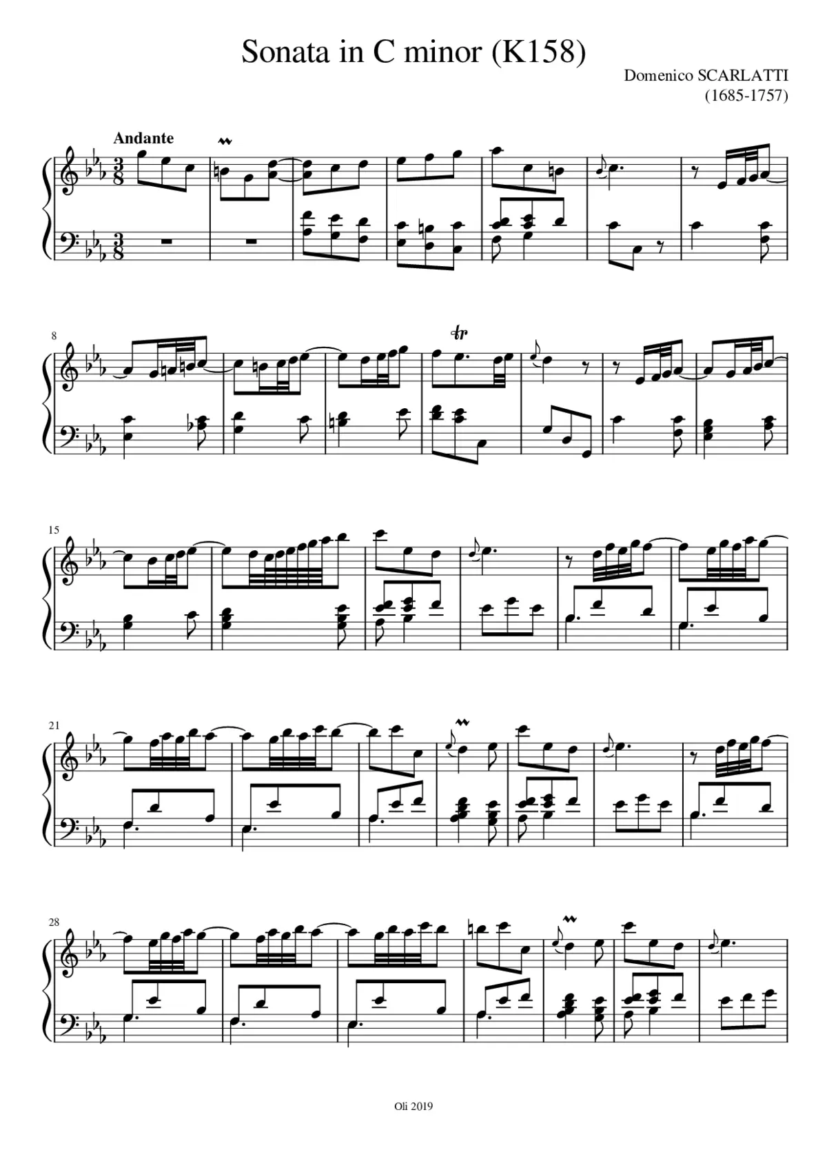 Keyboard Sonata in C major K.159 - Page 1