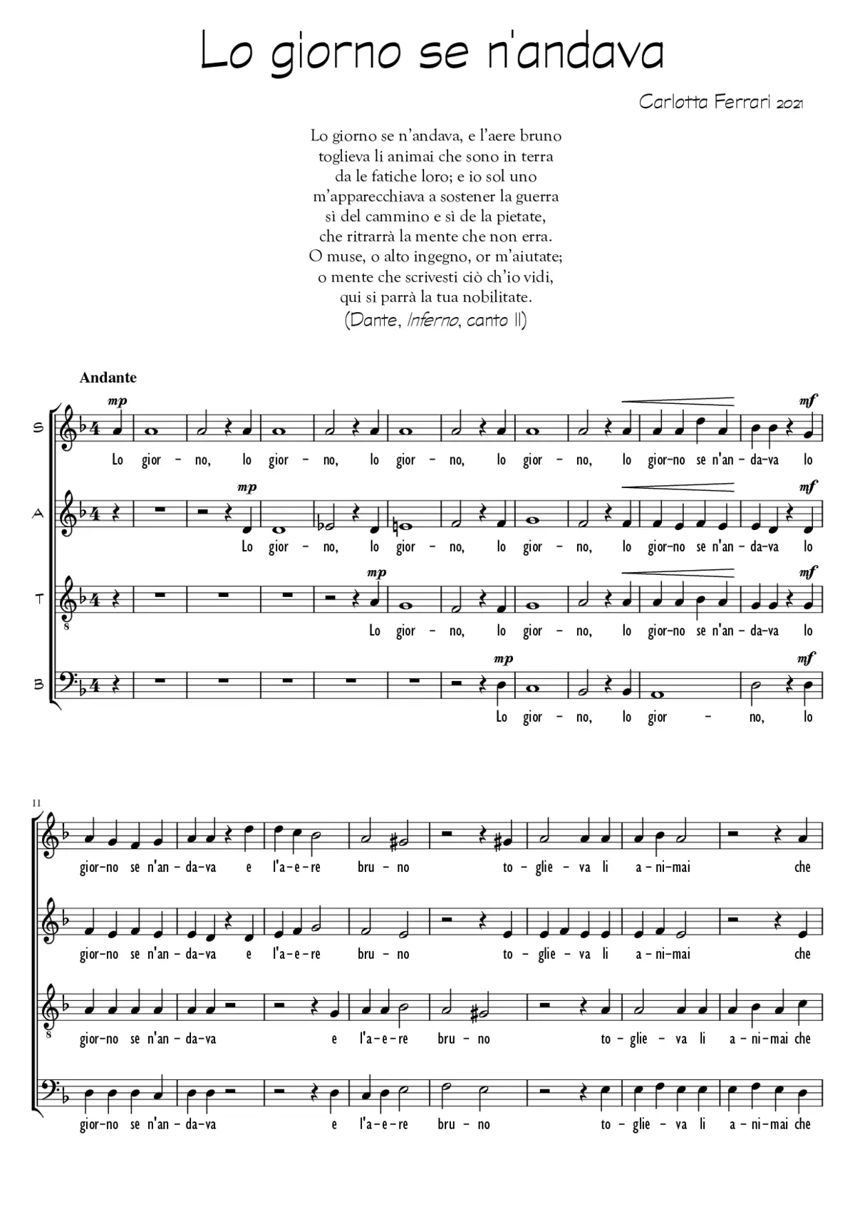 Lo giorno se n'andava - Page 1