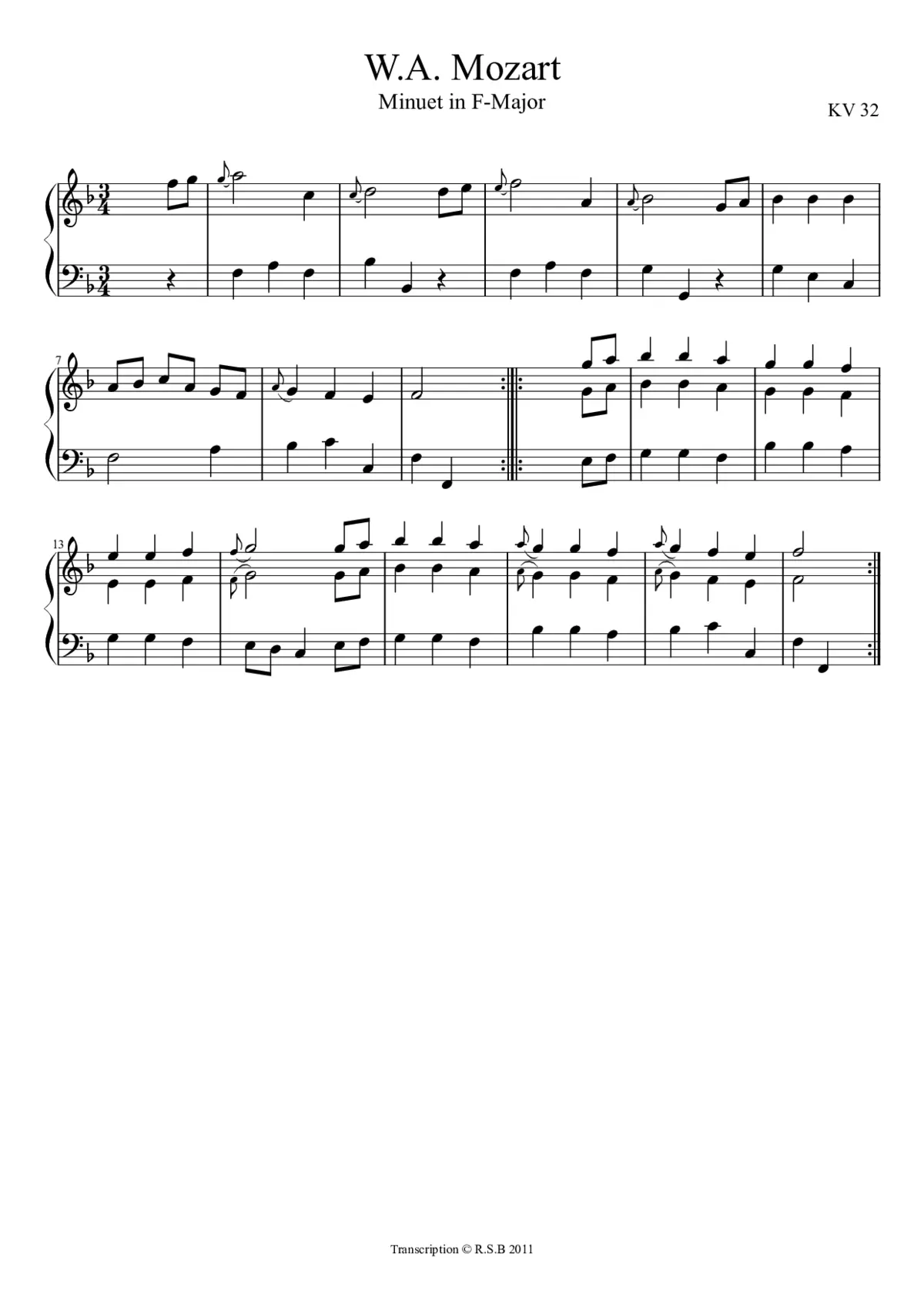 Minuet in F-Major K.Anh.32 - Page 1