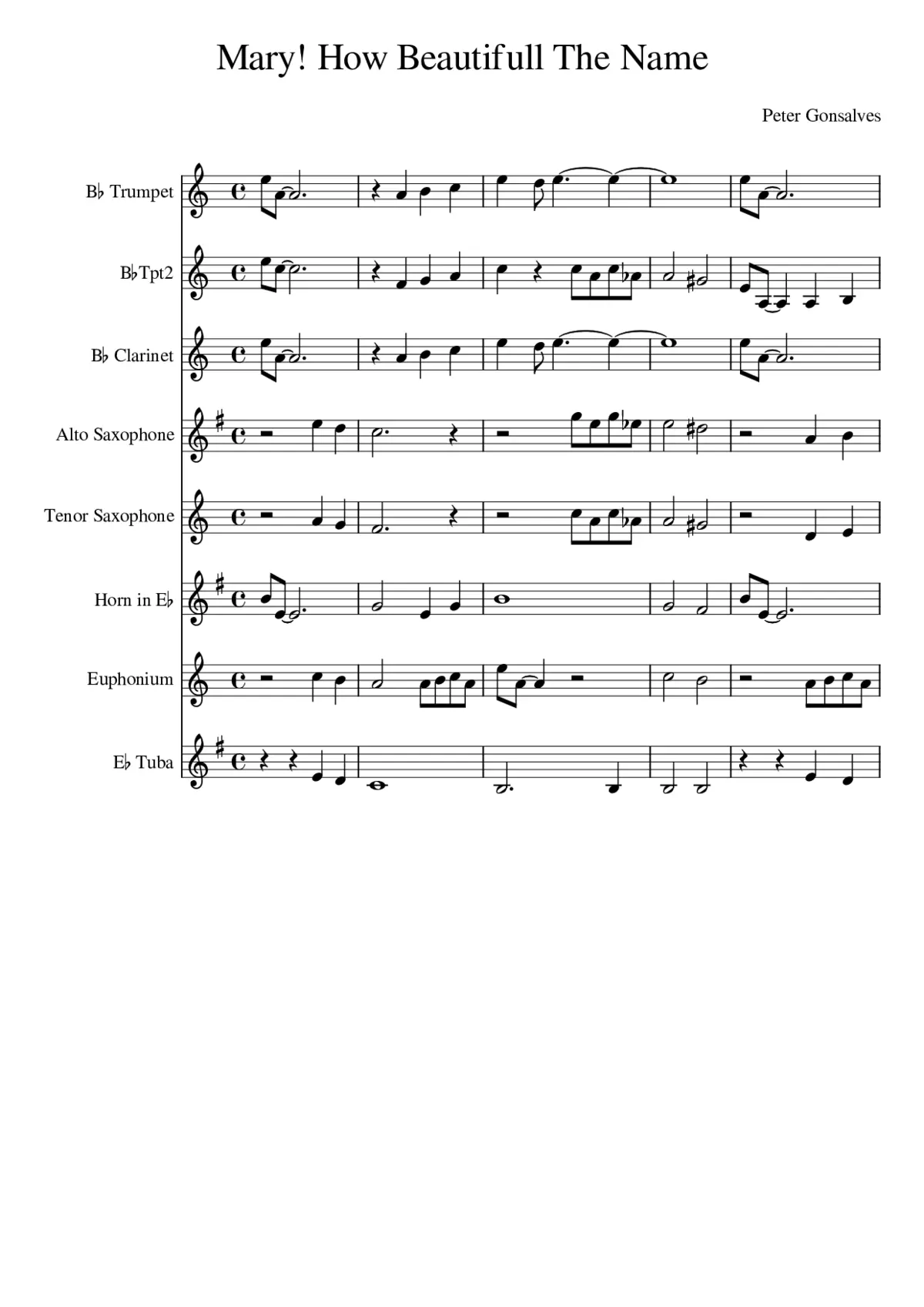 Mary How Beautiful The Name - Page 1