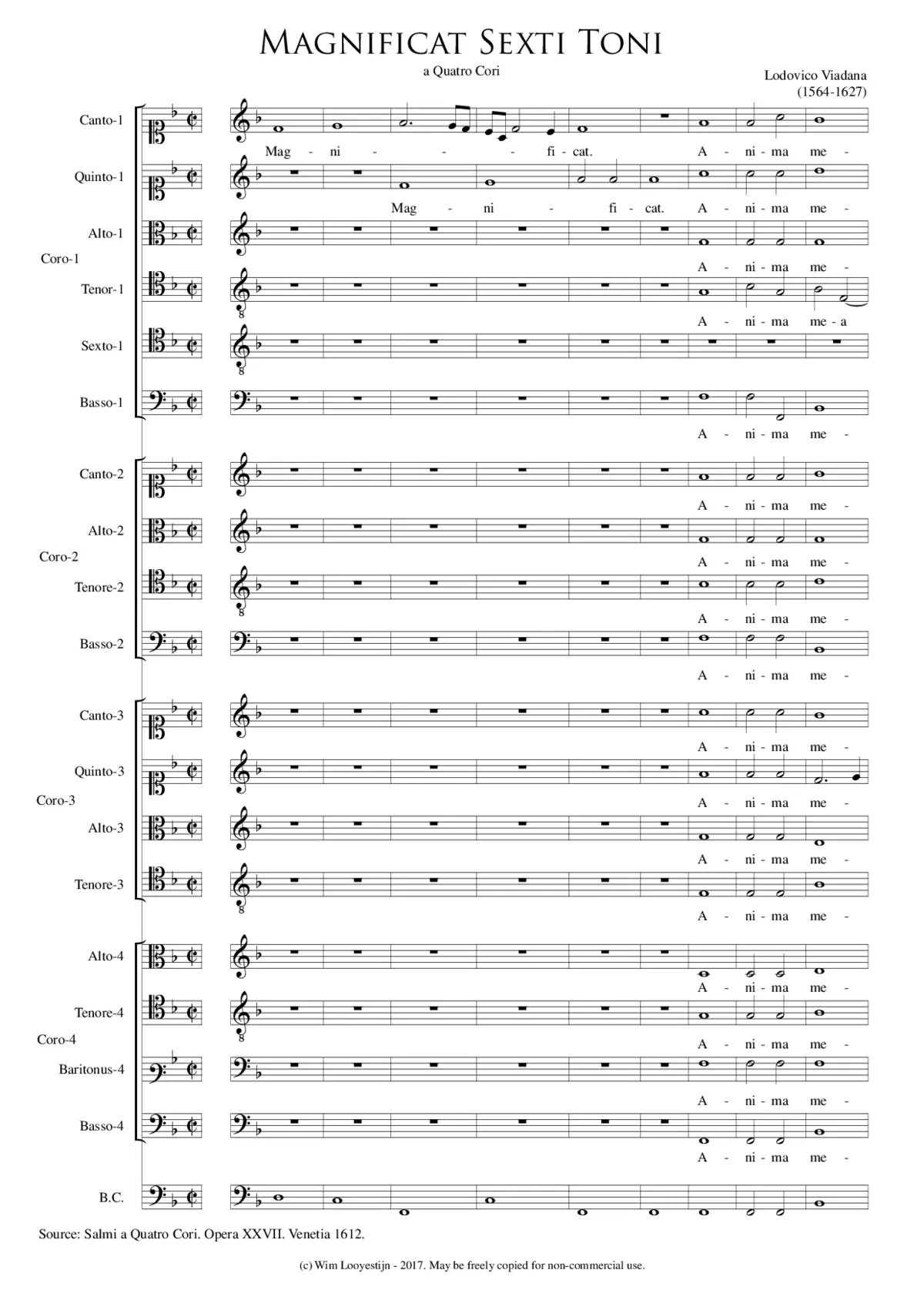 Magnificat sexti toni a Quatro Cori - Page 1
