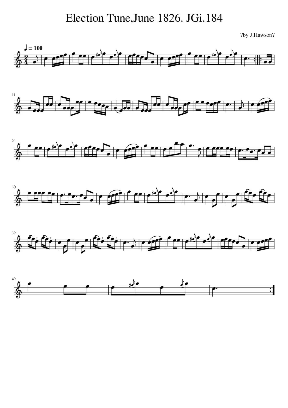 Election TuneJune 1826. JGi.184 - Page 1