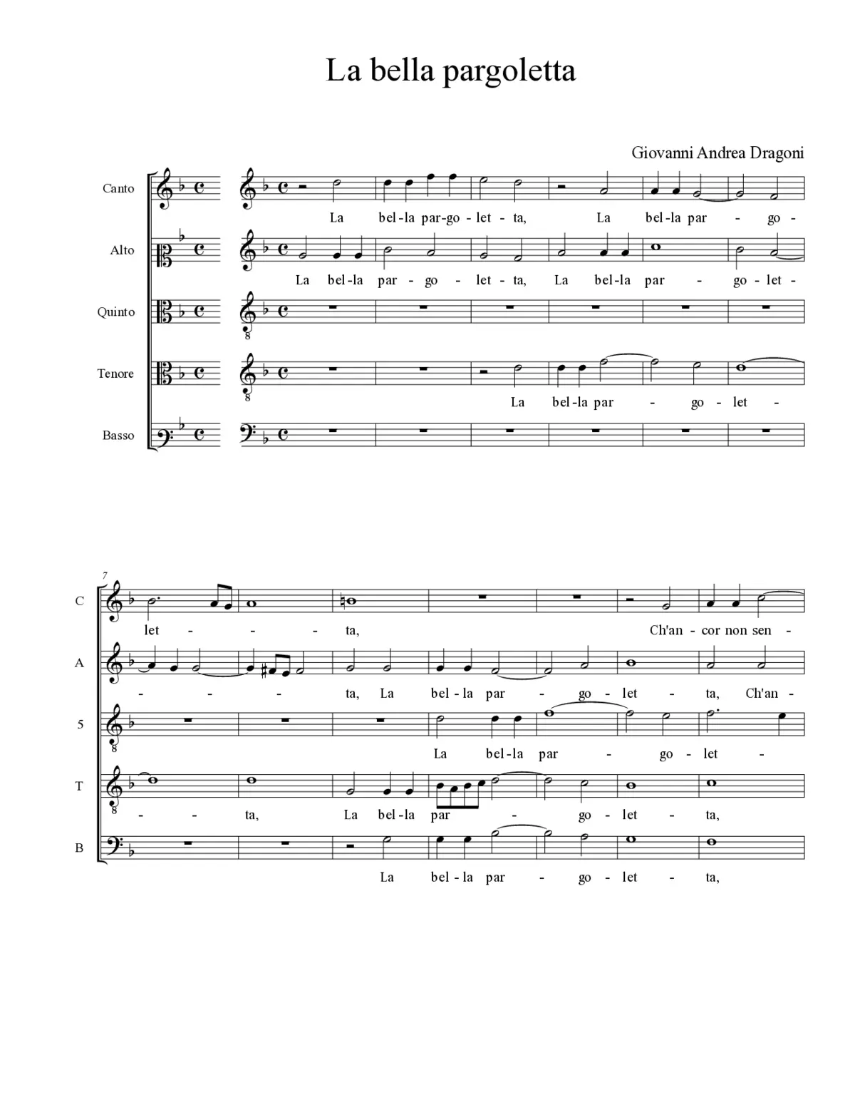 La bella pargoletta - Page 1