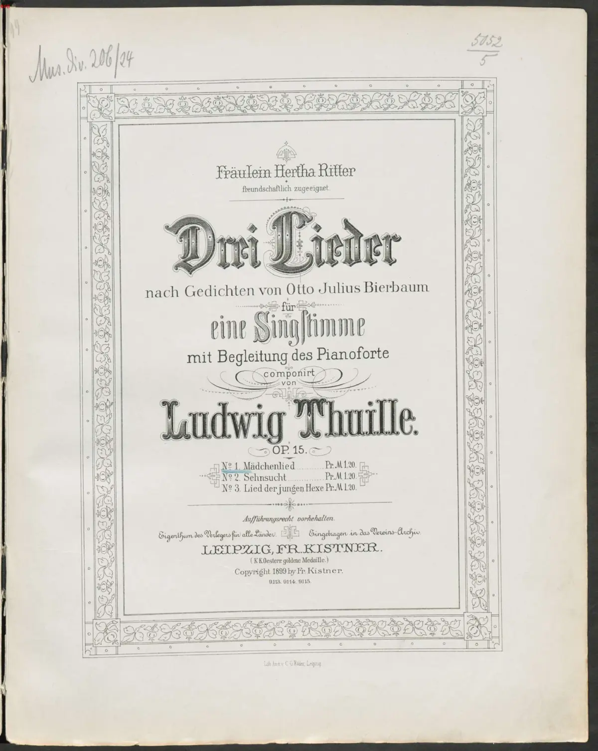 3 Lieder, Op.15 - Page 1