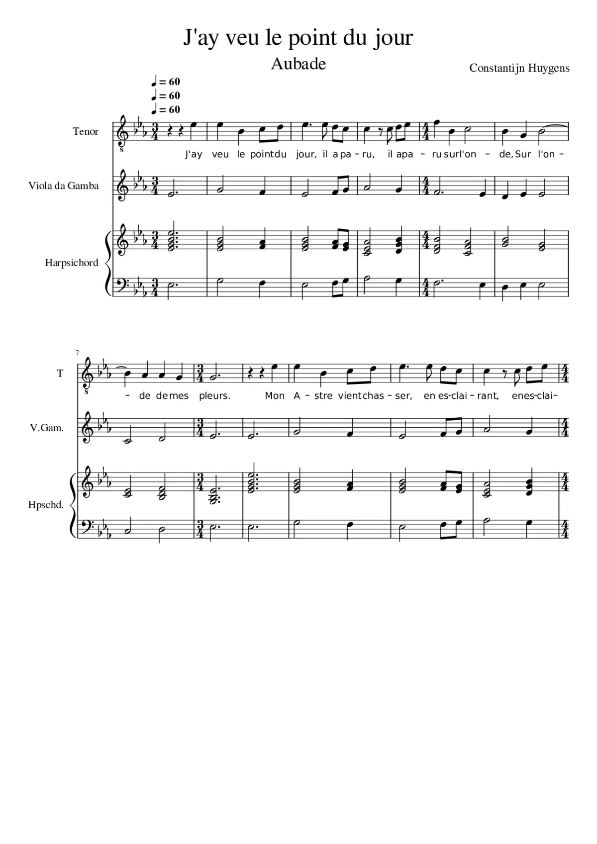 J'ay veu le point du jour - Page 1