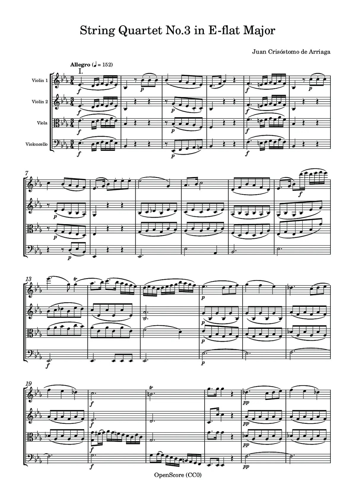 String Quartet No.3 in E-flat Major - Page 1