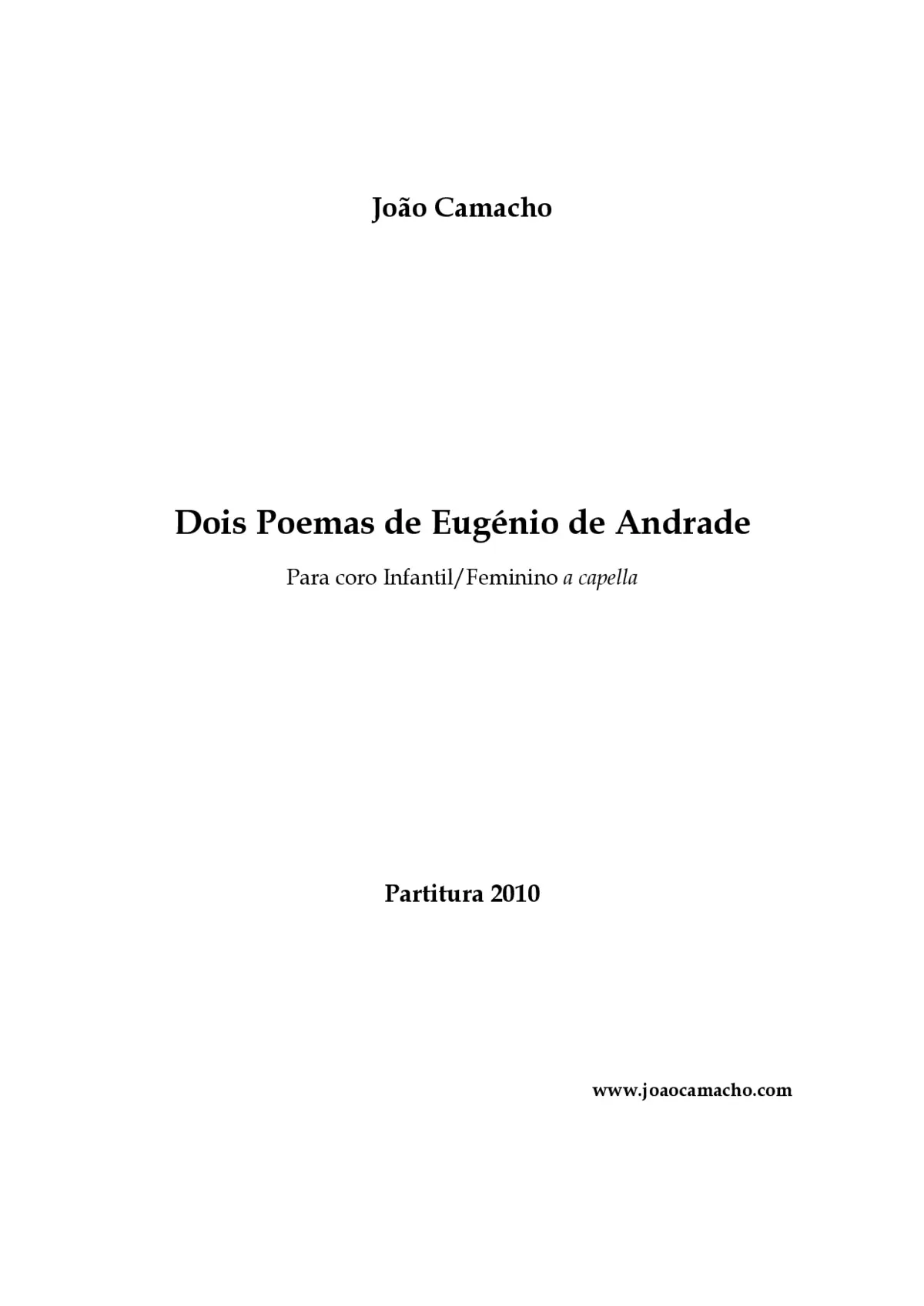 Dois Poemas de Eugénio de Andrade - Page 1