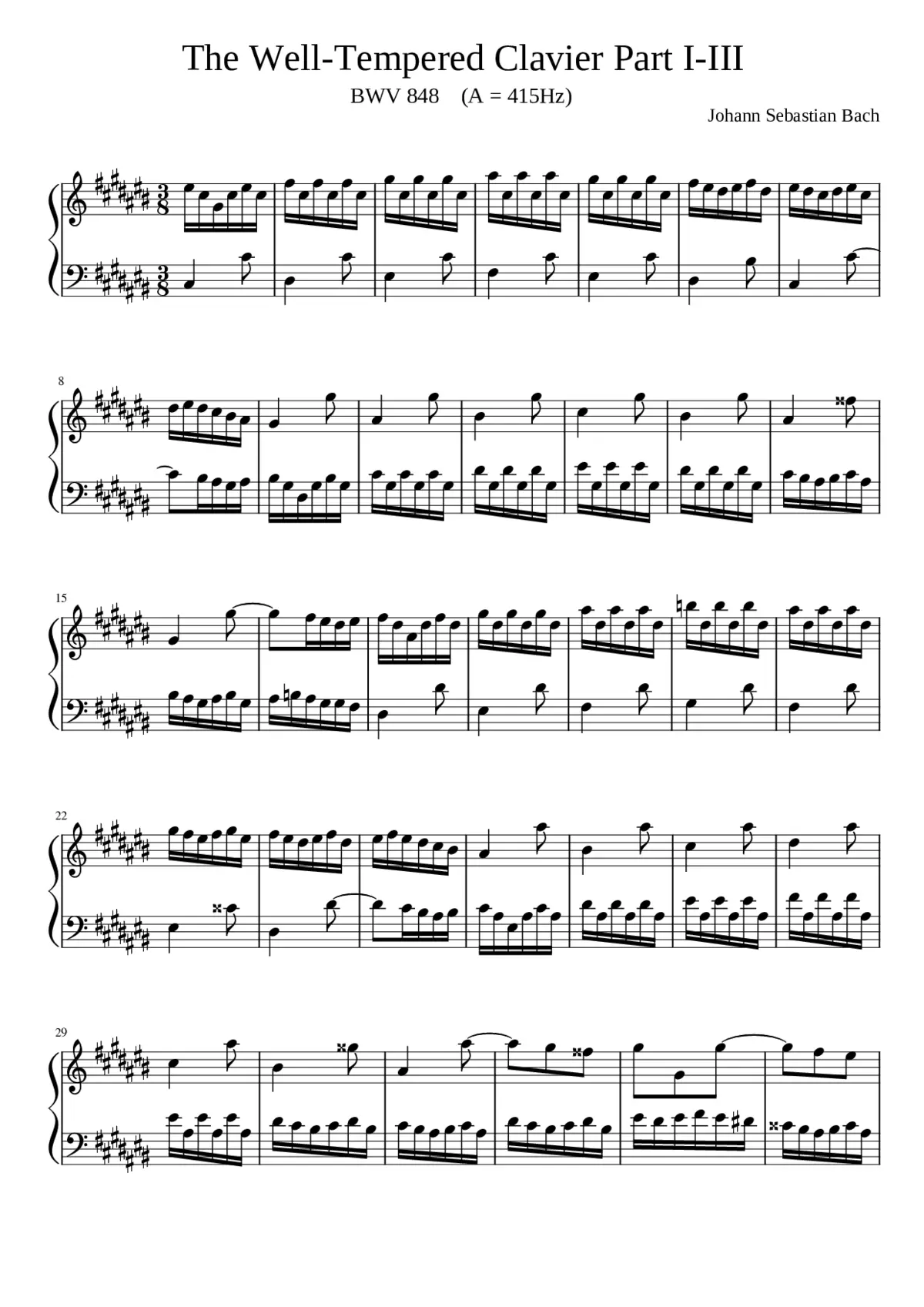 Prelude and Fugue in C-sharp major BWV 848 - Page 1