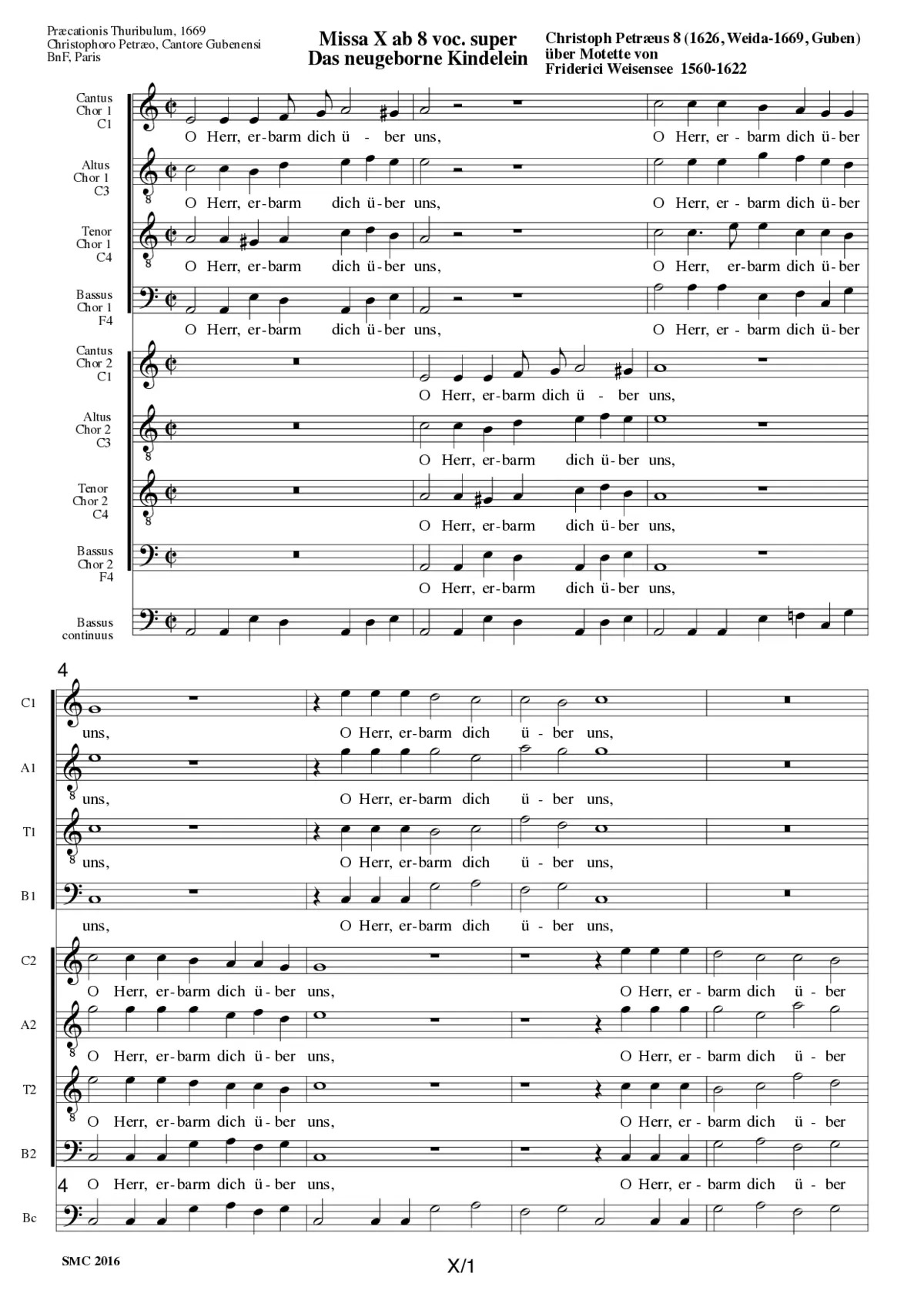 Missa X ab 8 voc. super Das neugeborne Kindelein - Page 1
