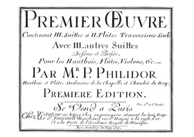 Premier, Deuxième et Troisième œuvre(s) contenant trois, deux, une suite(s) à deux flûtes traversières seules et trois, deux, une autre suite dessus et basse pour les hautbois, flûtes, violons, etc.