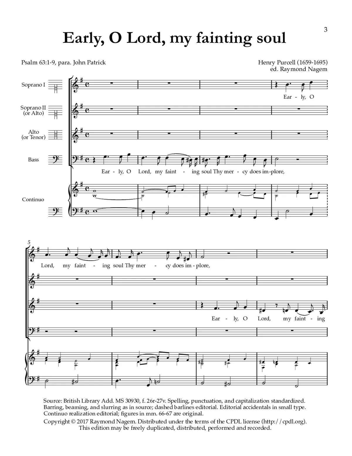 Early, O Lord, my fainting soul, Z 132 - Page 1