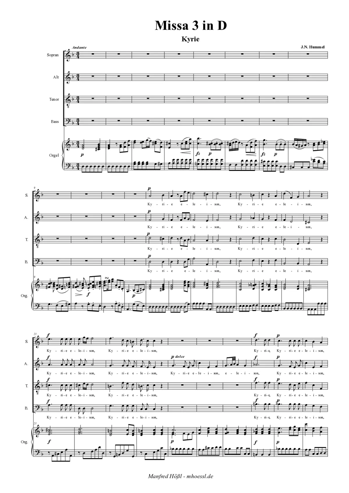 Missa No. 3 in D Major - Page 1