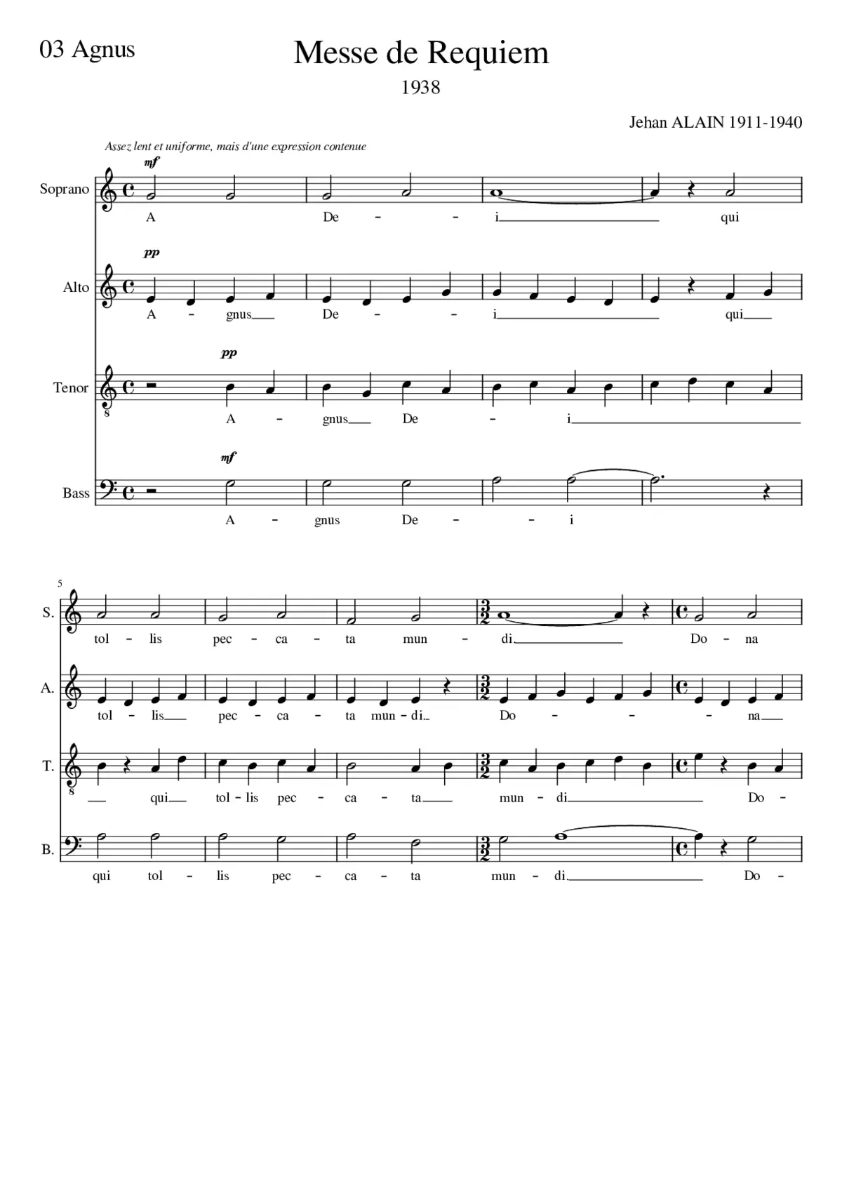 Jehan Alain Messe de Requiem-03 Agnus - Page 1
