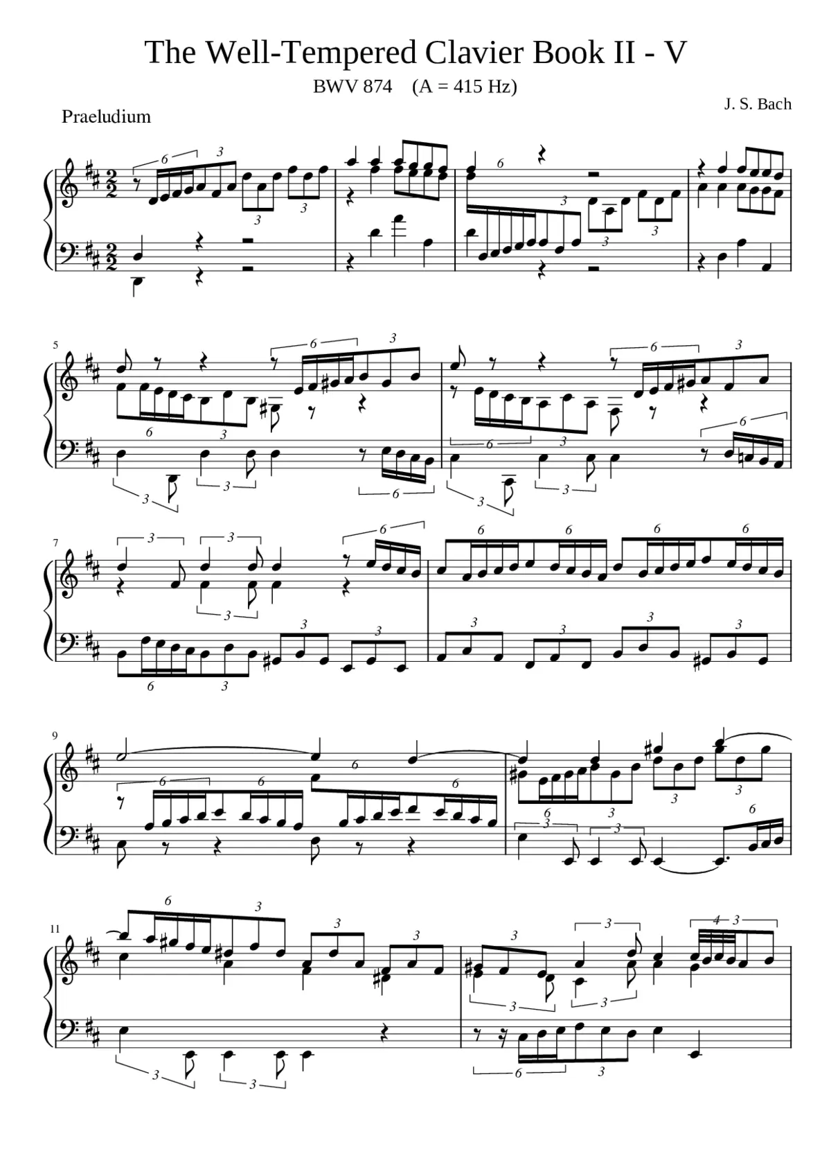 Prelude and Fugue in D major BWV 874 - Page 1