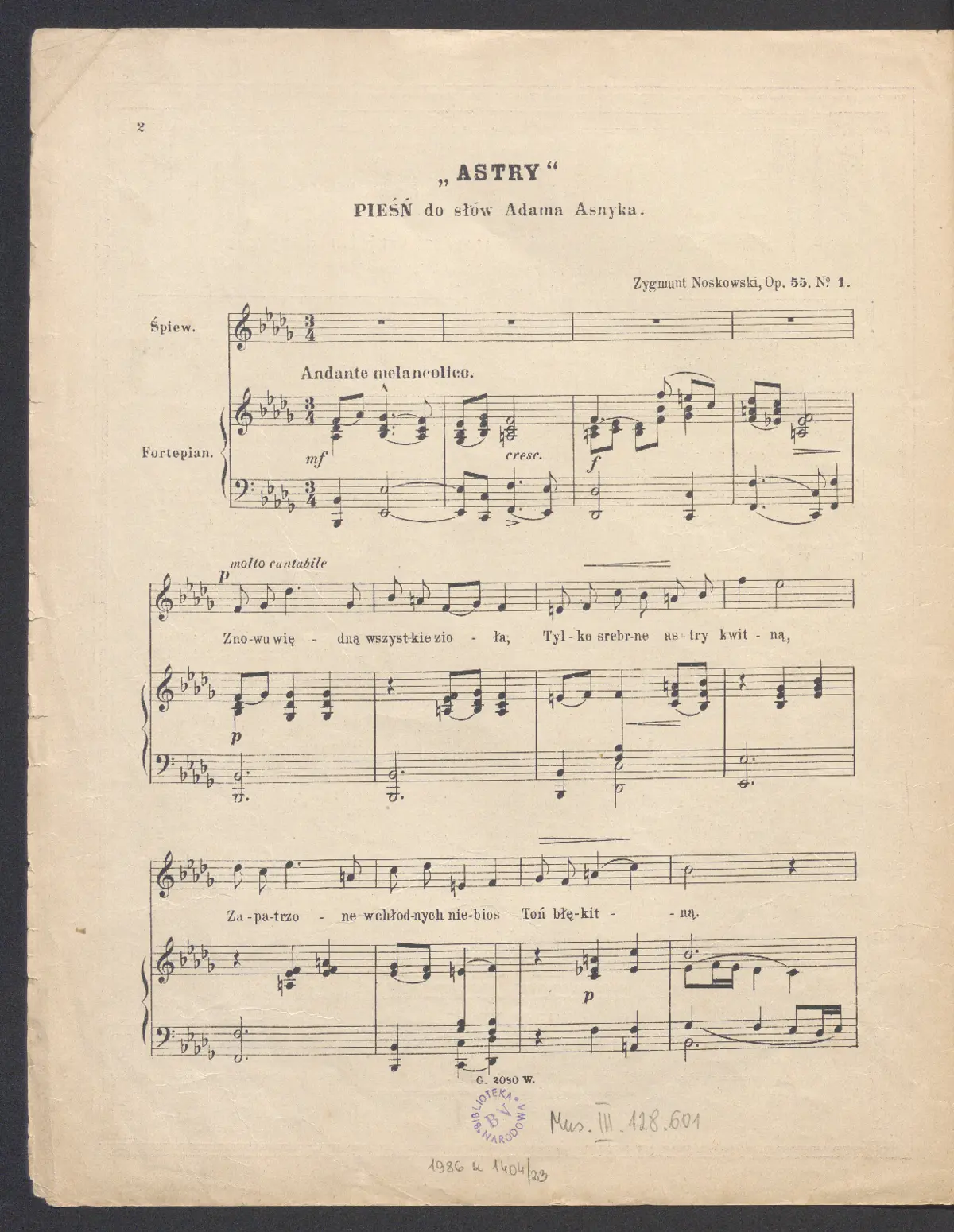 Dwie pieśni op.55 - Page 1