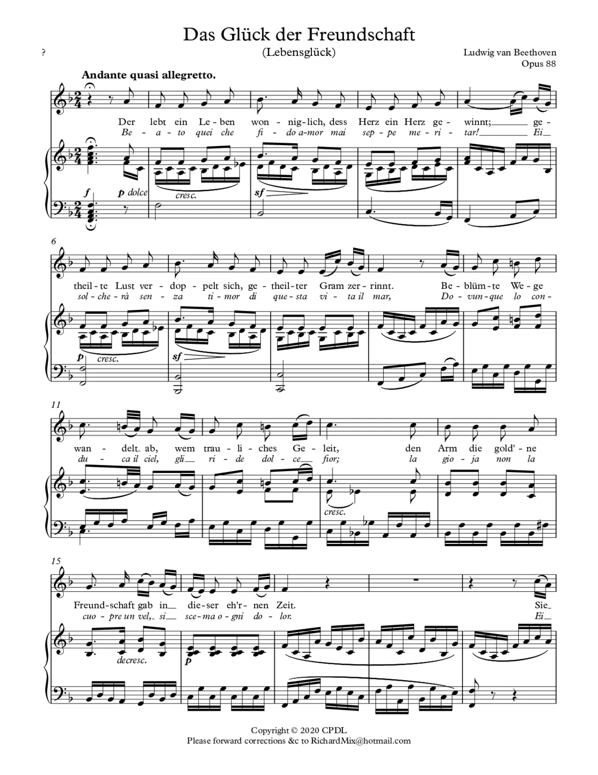 Das Glück der Freundschaft, Op. 88 - Page 1