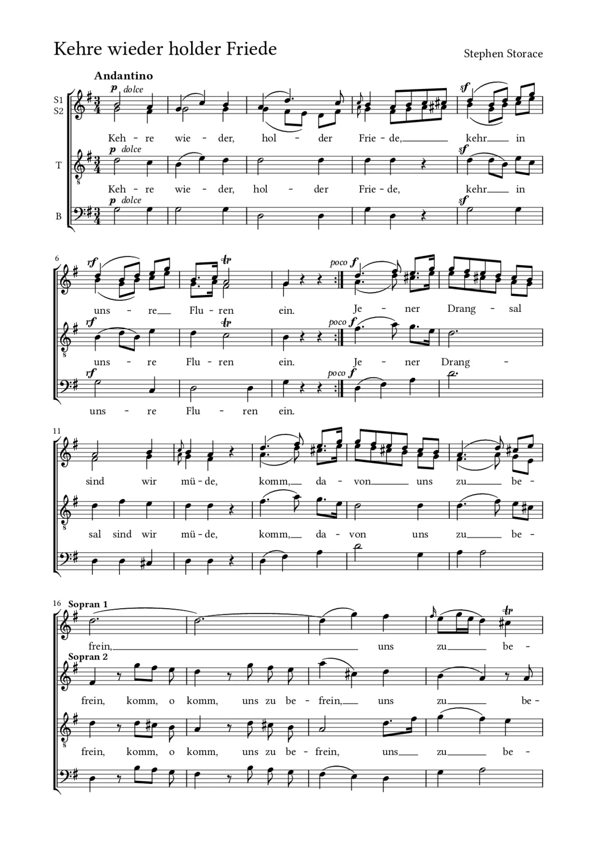 Kehre wieder, holder Friede - Page 1