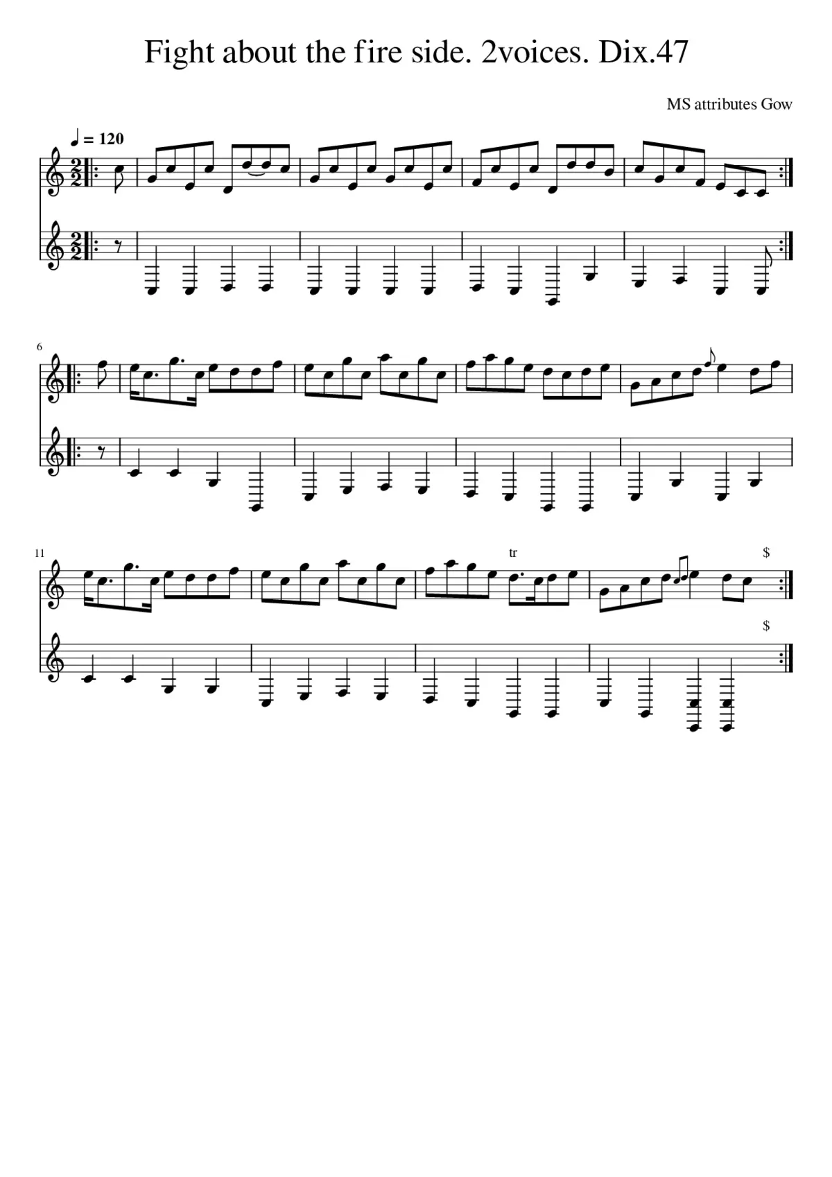 Fight about the fire side. 2voices. Dix.47 - Page 1