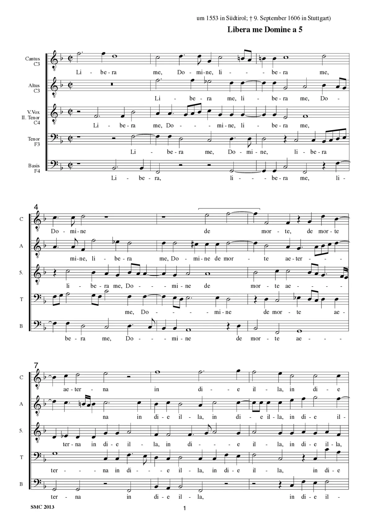 Libera me Domine a 5 - Page 1