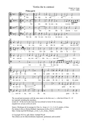 Vorria che tu cantassi