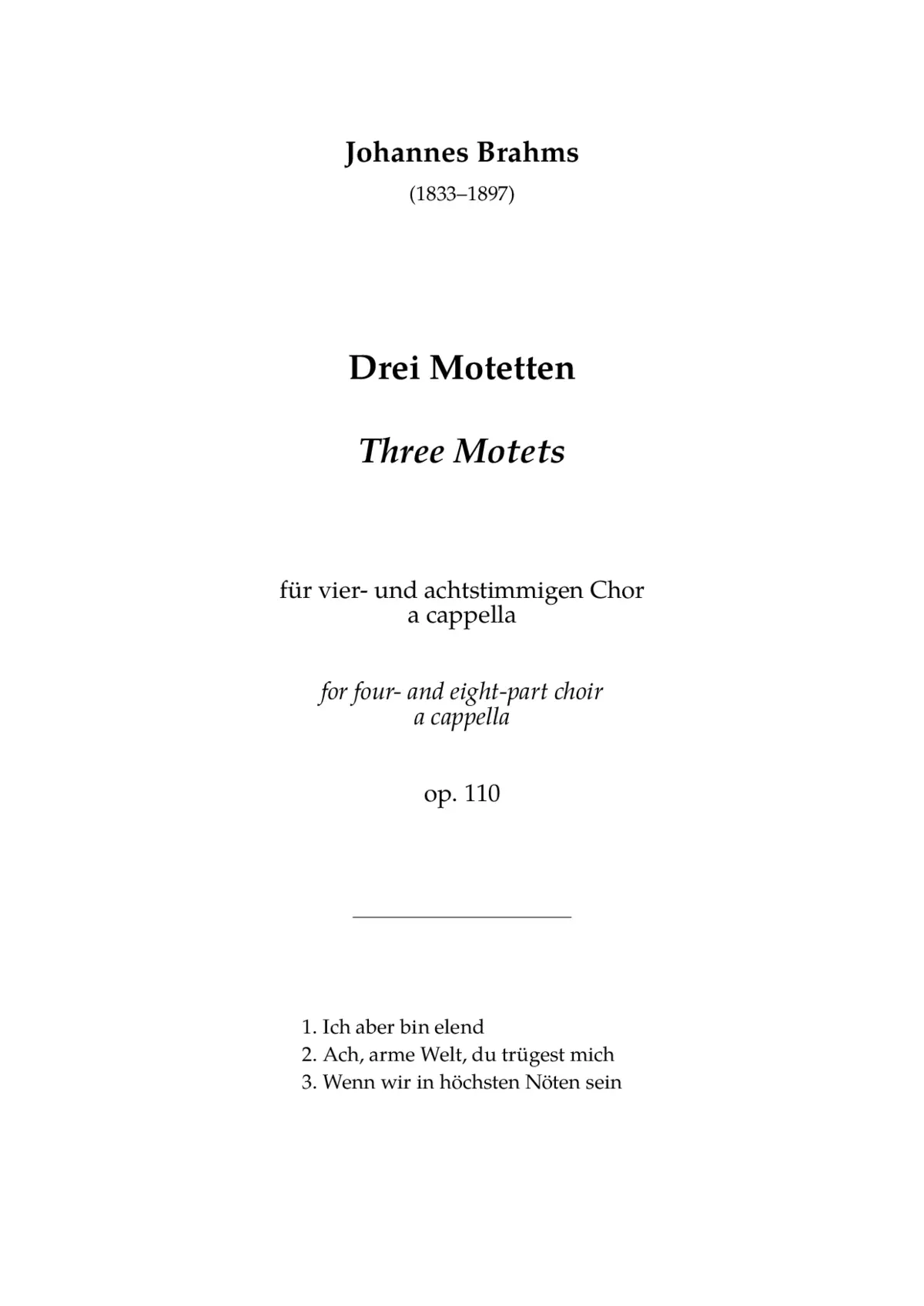 Drei Motetten, Op. 110 - Page 1