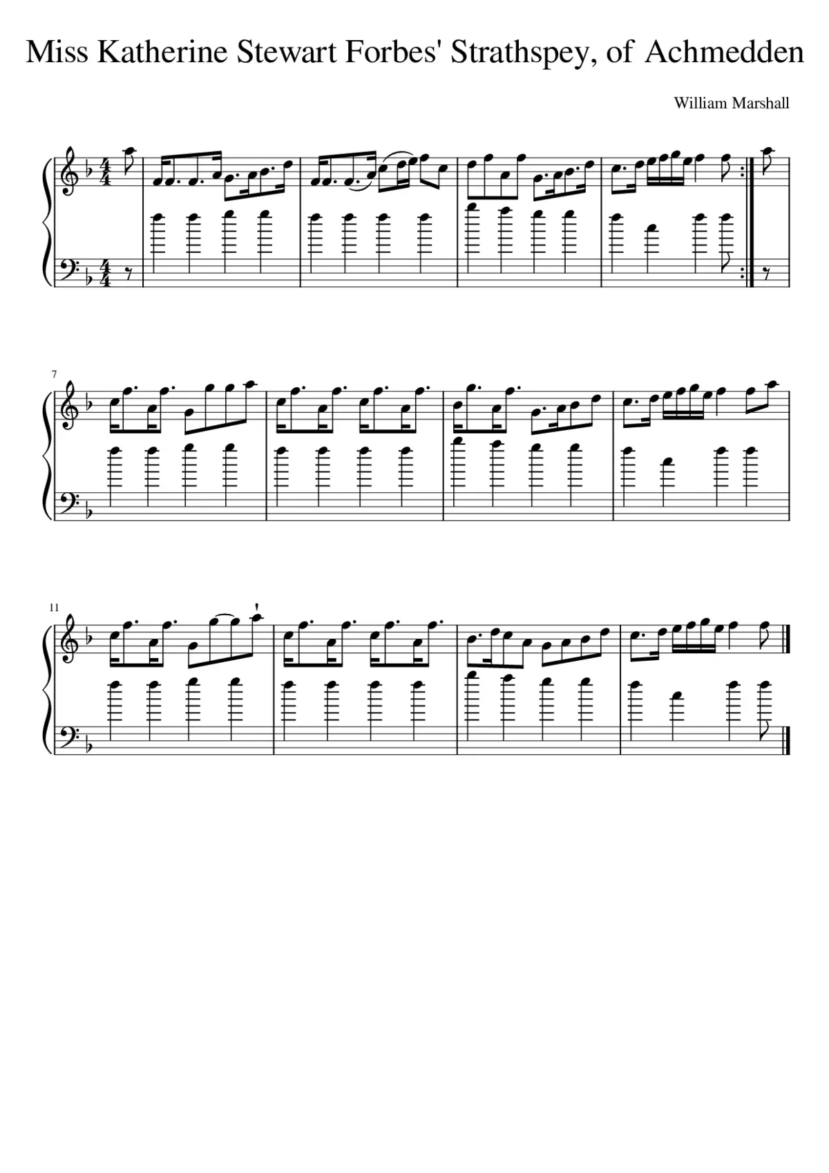 Miss Katherine Stewart Forbes' Strathspey of Achmedden - Page 1