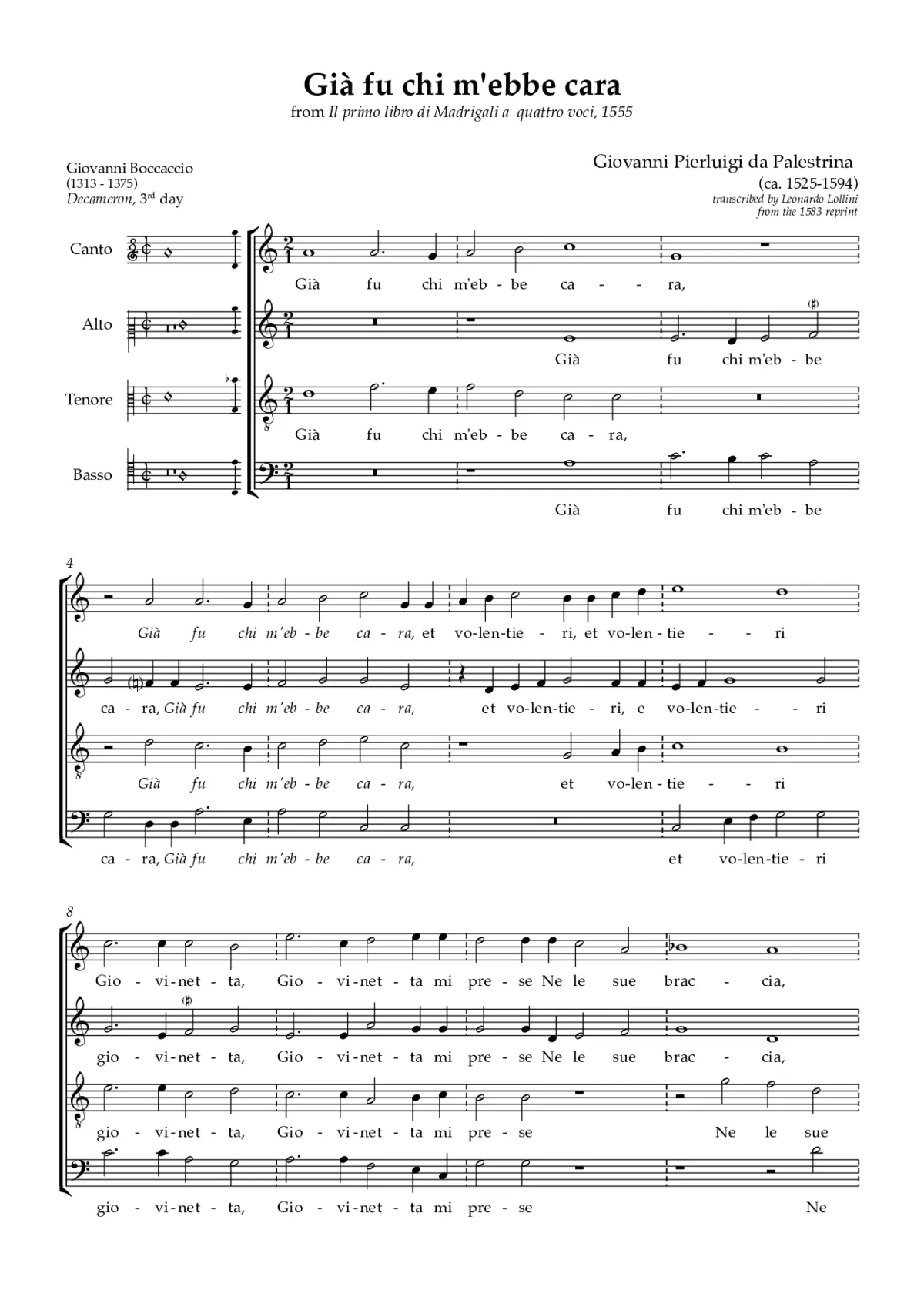 Già fu chi m'ebbe cara - Page 1