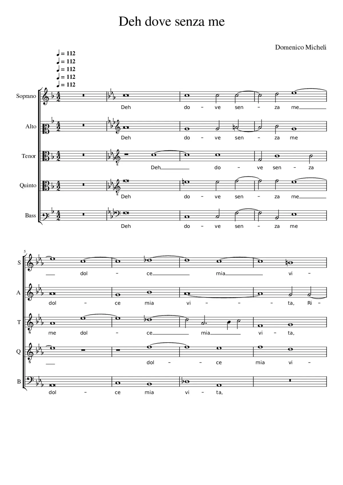 Deh dove senza me - Page 1