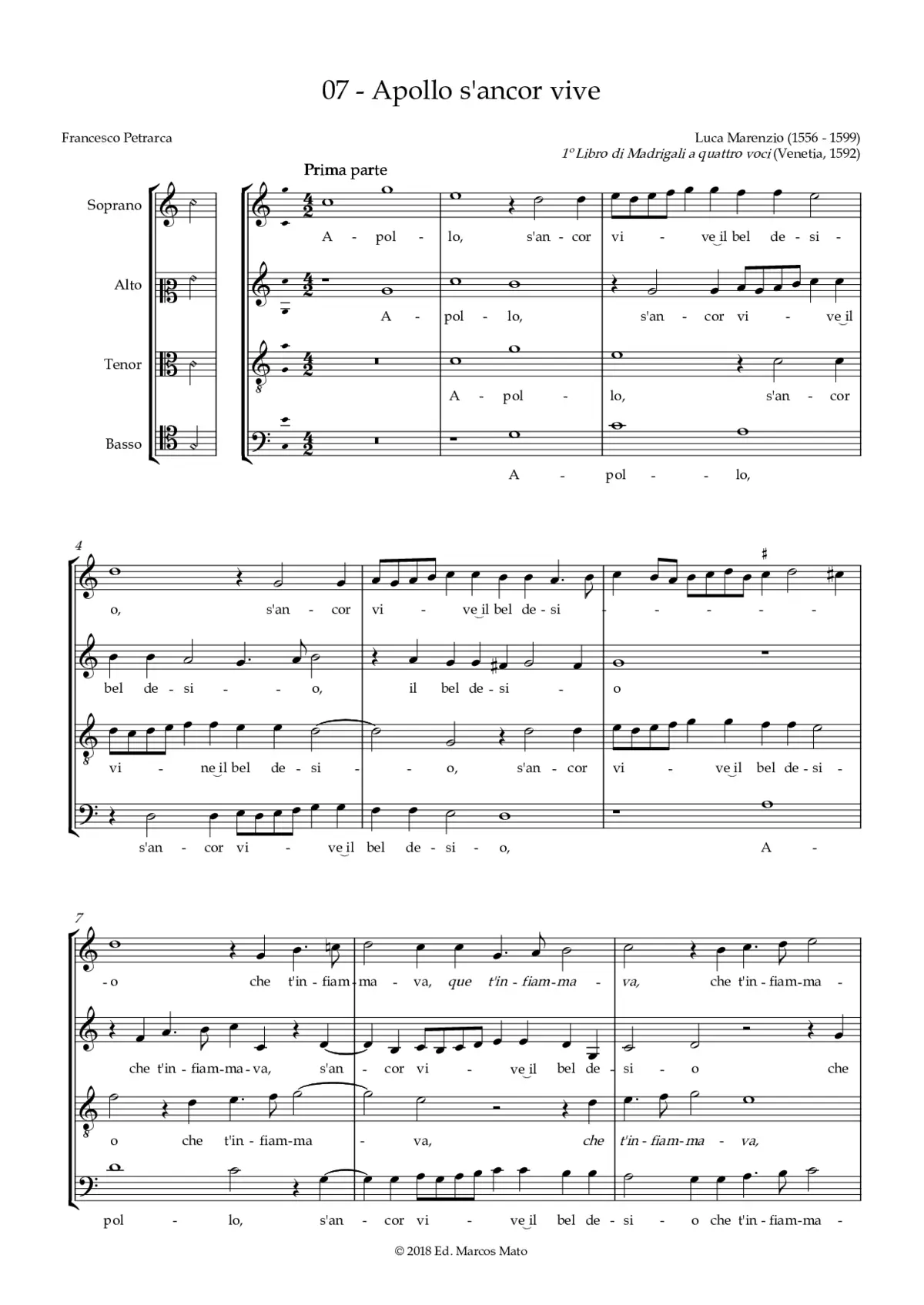 Apollo, s'ancor vive il bel desio - Page 1