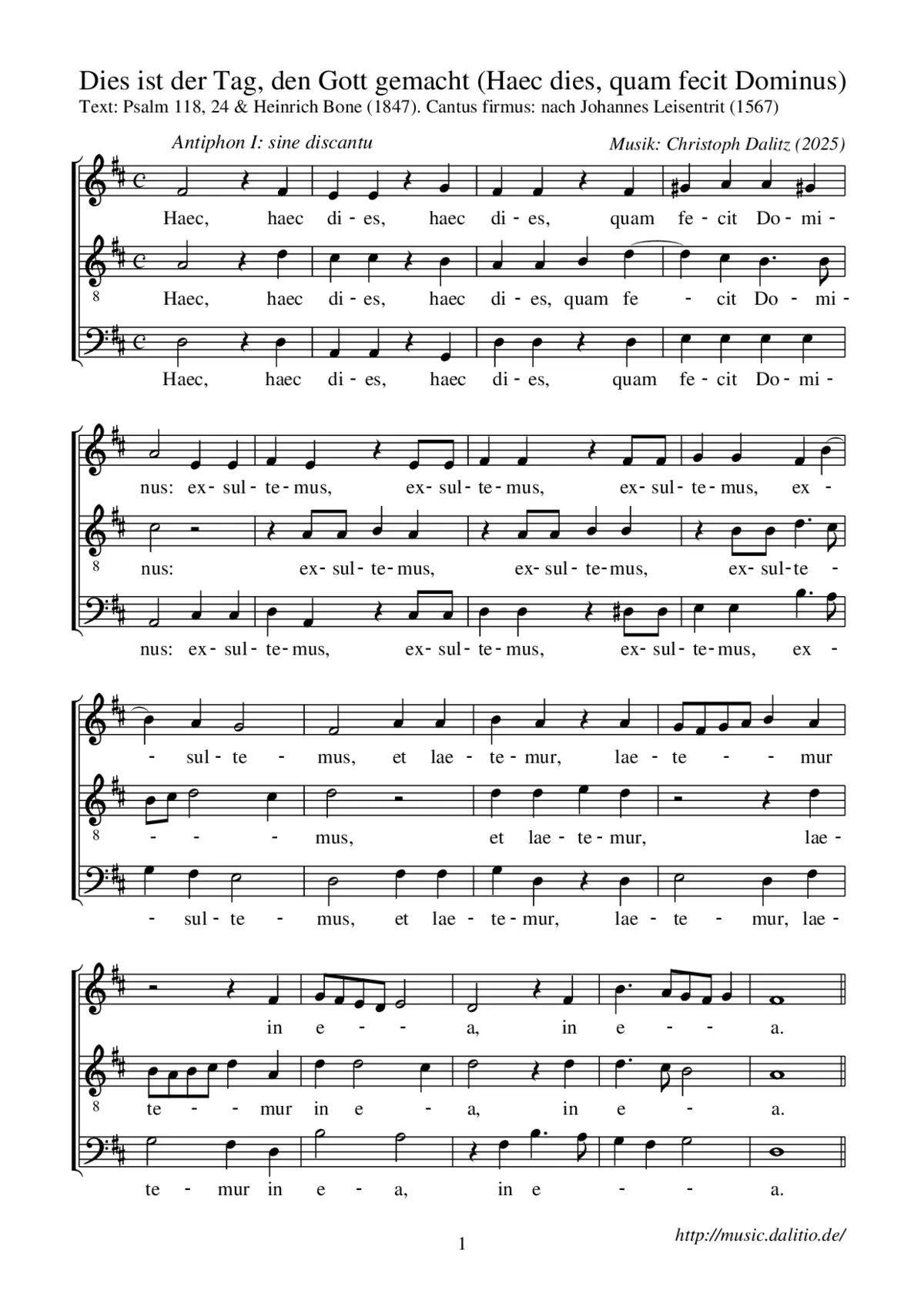 Haec dies quam fecit Dominus - Dies ist der Tag, den Gott gemacht - Page 1