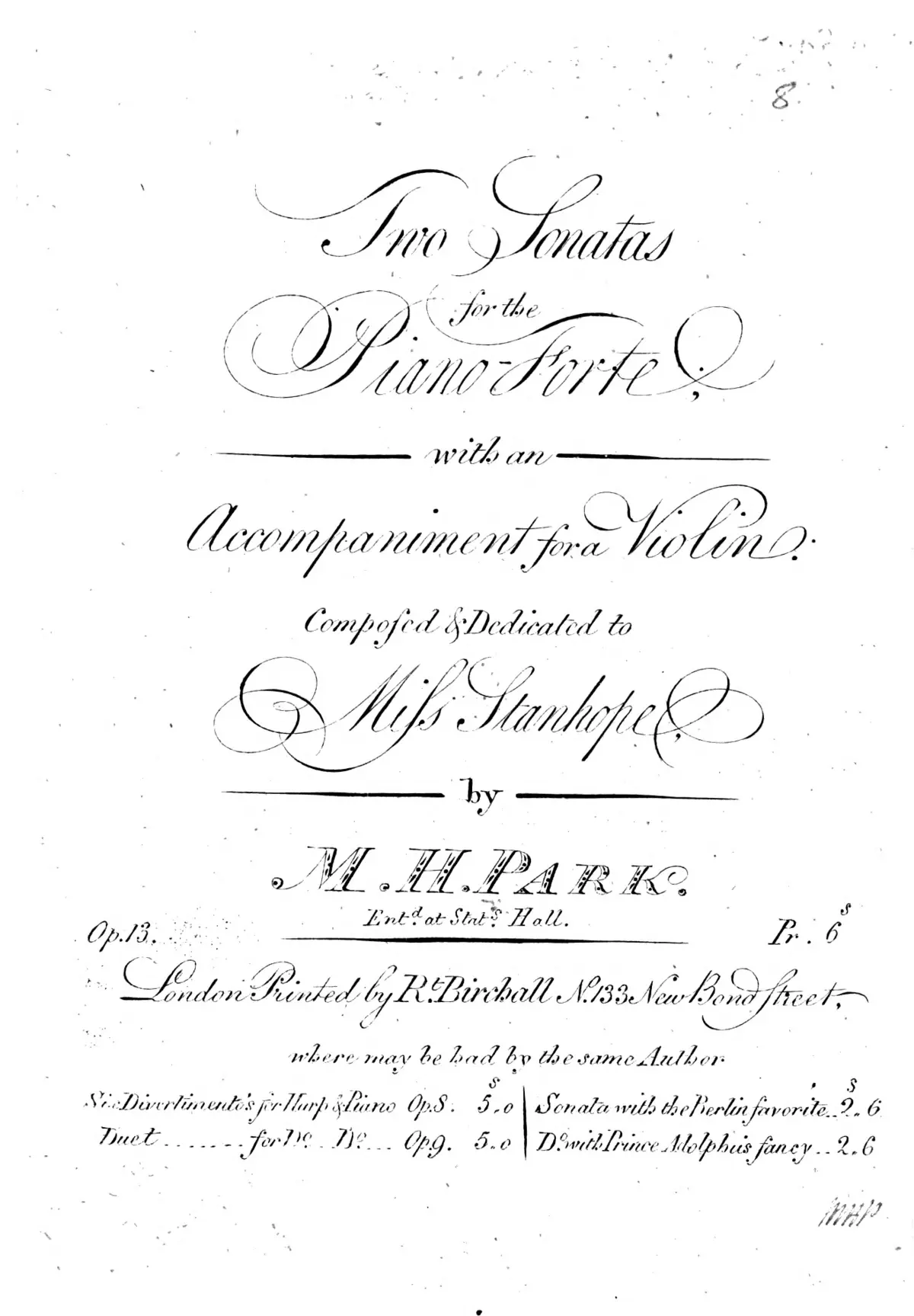 2 Sonatas for the Piano-Forte, with an accompaniment for a violin - Page 1