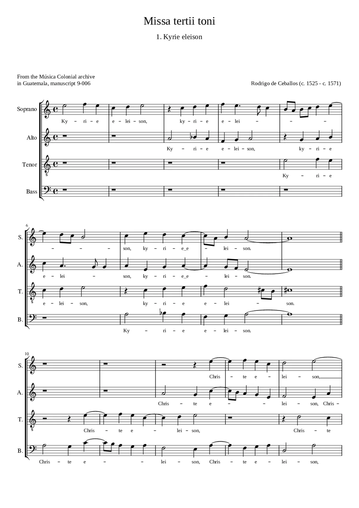 Missa tertii toni - Page 1