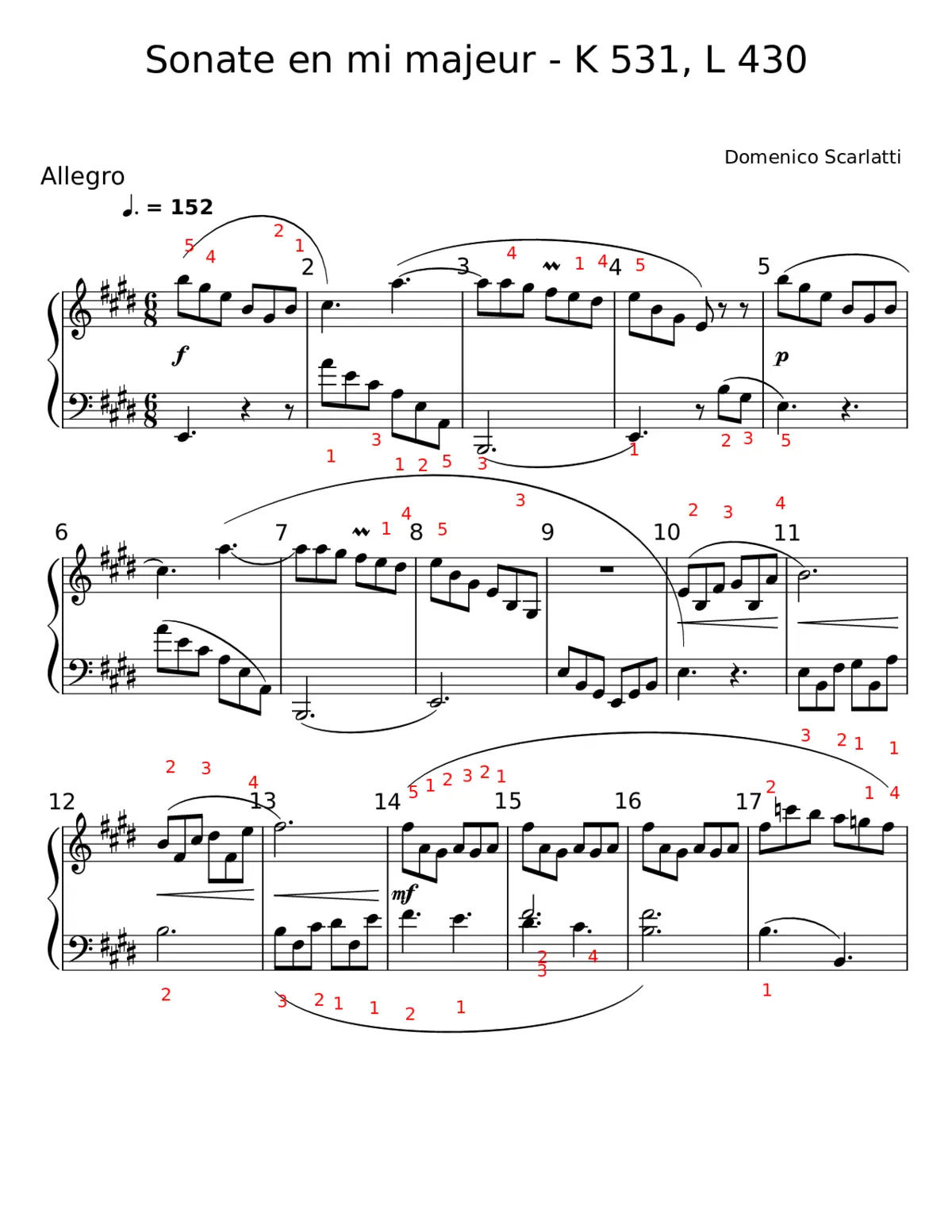 Scarlatti Sonate en mi majeur K531-L430 - Page 1