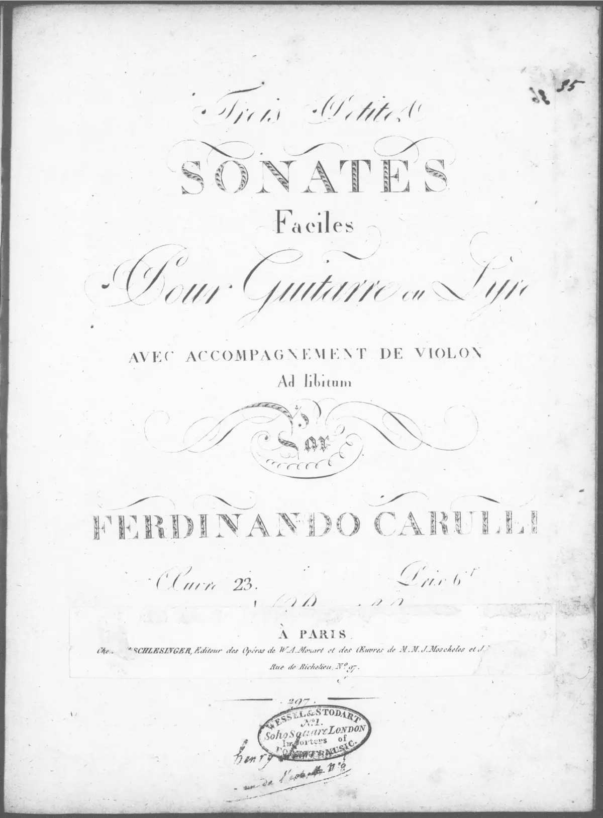 3 Petits Sonates faciles pour Guitarre ou Lyre avec accompagnement de Violon ad libitum - Page 1