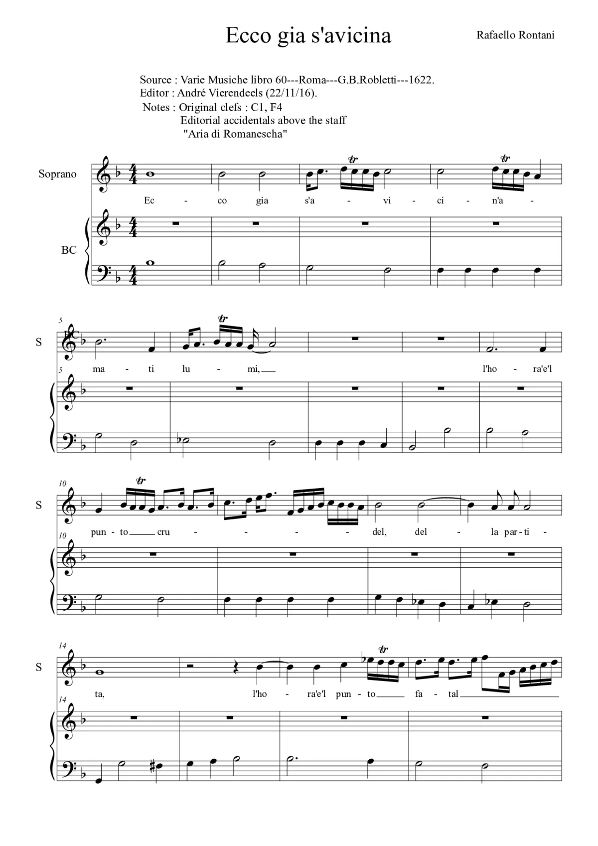 Ecco gia s'avicin'amati - Page 1