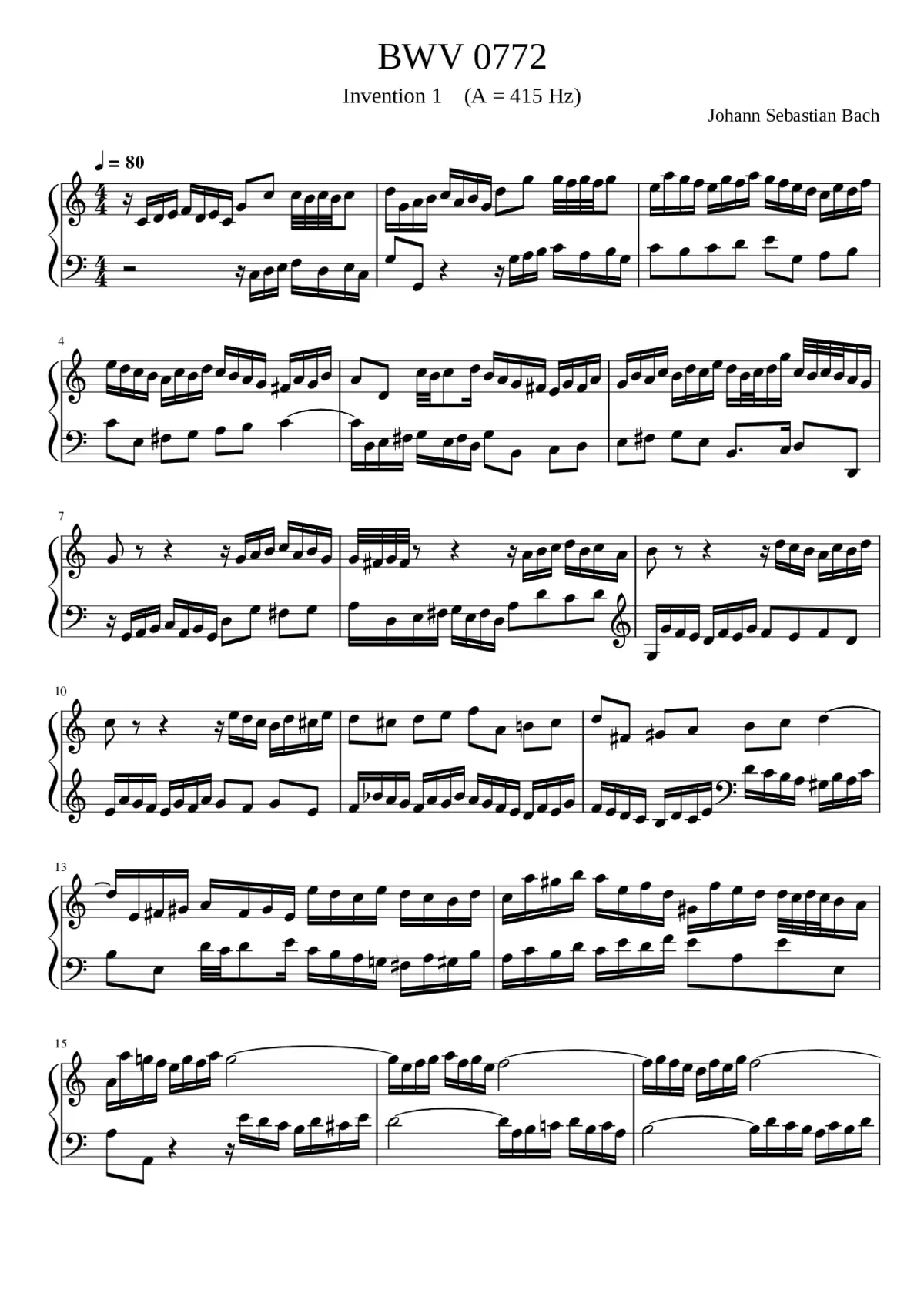 Invention in C major BWV 772 - Page 1