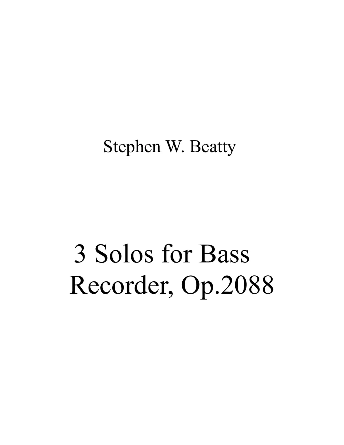 3 Solos for Bass Recorder - Page 1