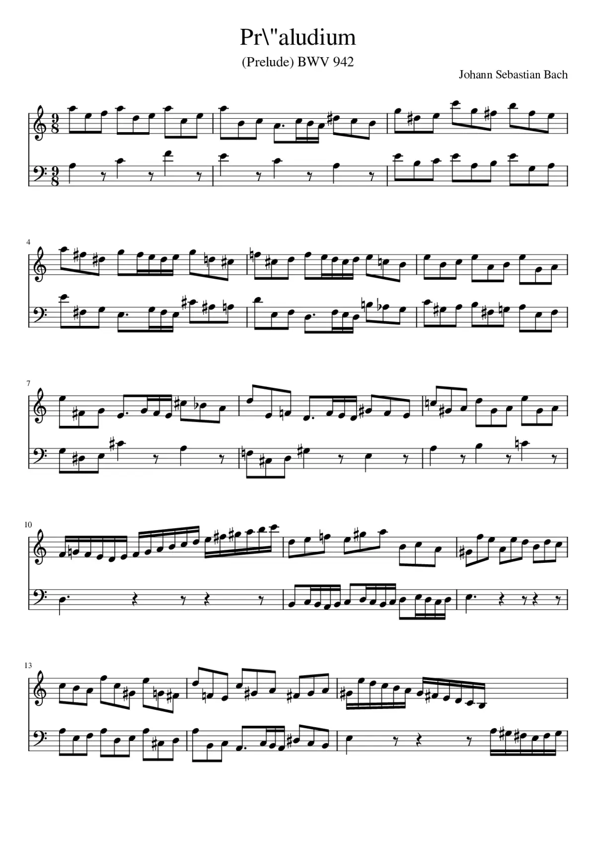 Prelude and Fugue in E minor BWV 855 - Page 1