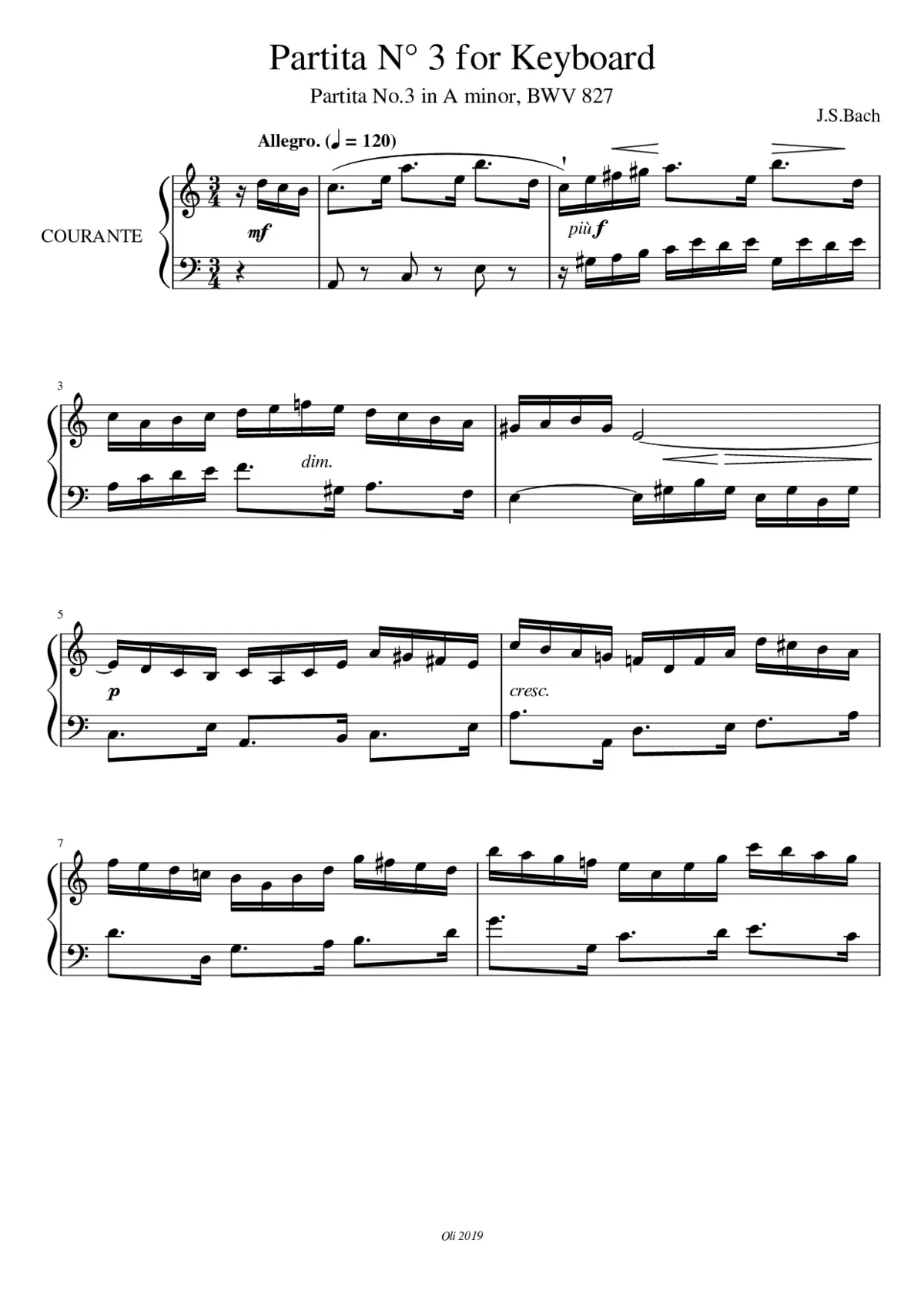 Partita in A minor BWV 827 - Page 1