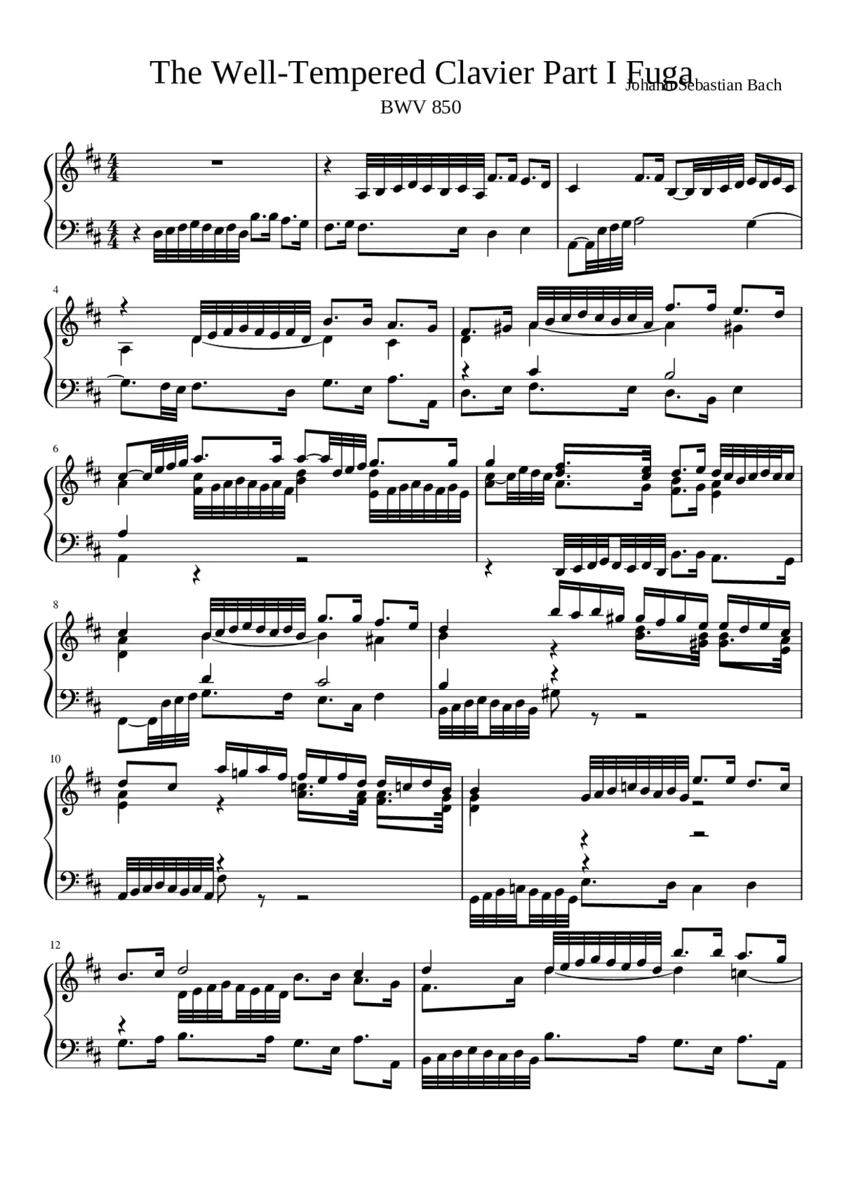 Prelude and Fugue in D major BWV 850 - Page 1
