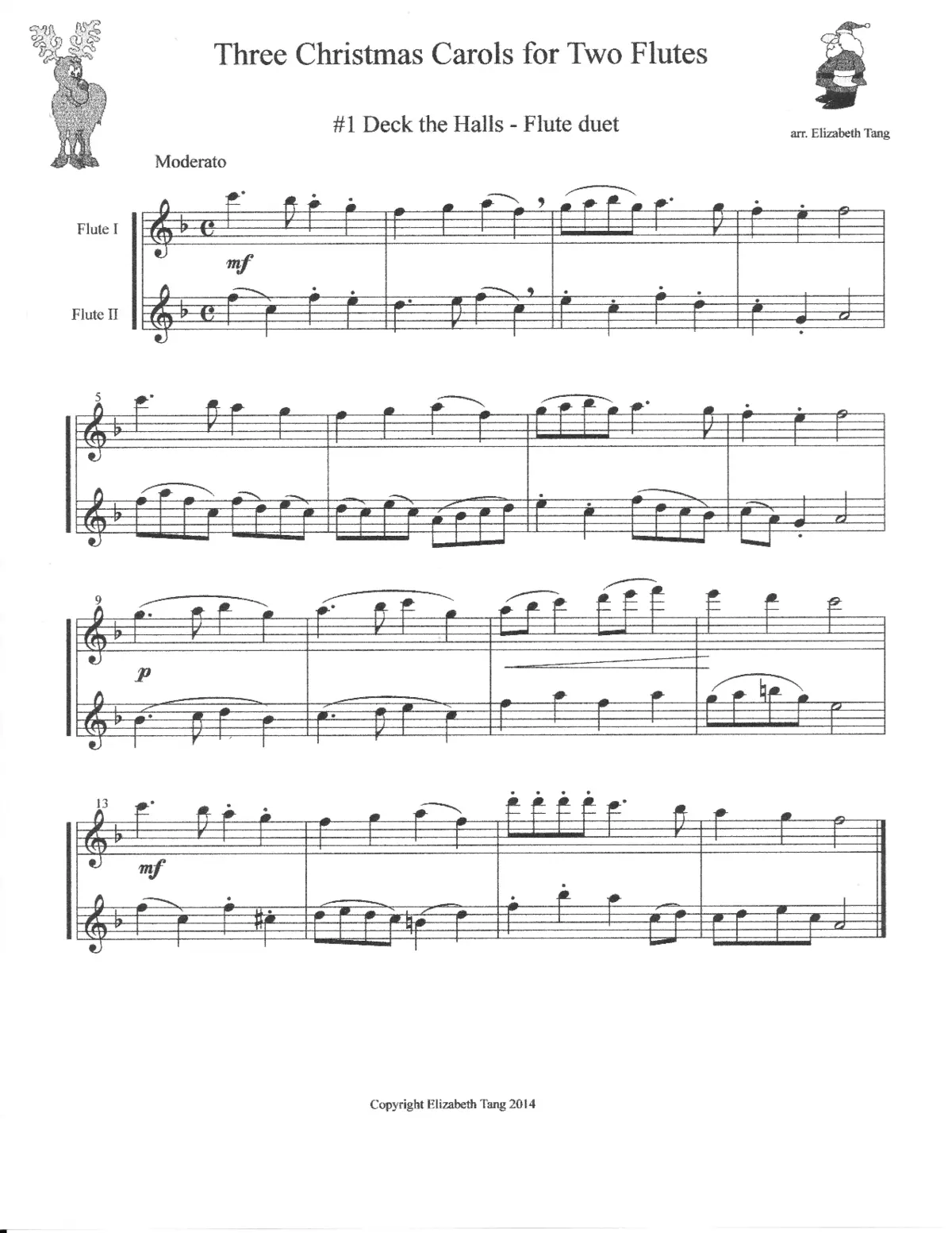 Three Christmas Carols for Two Flutes - Page 1