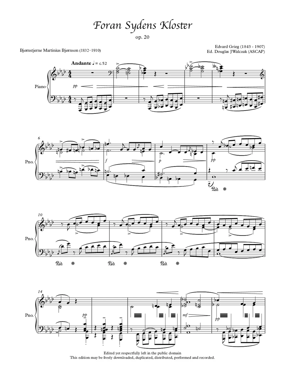 Foran Sydens Kloster Op. 20 - Page 1