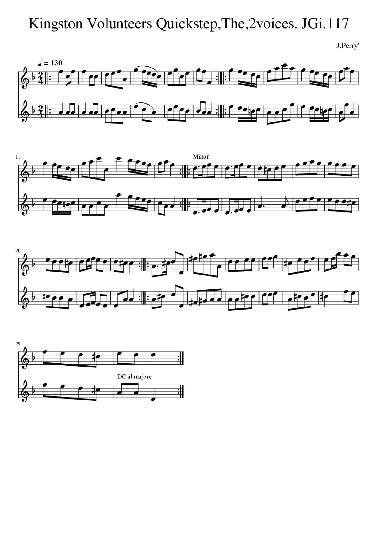 Kingston Volunteers QuickstepThe2voices. JGi.117 - Page 1