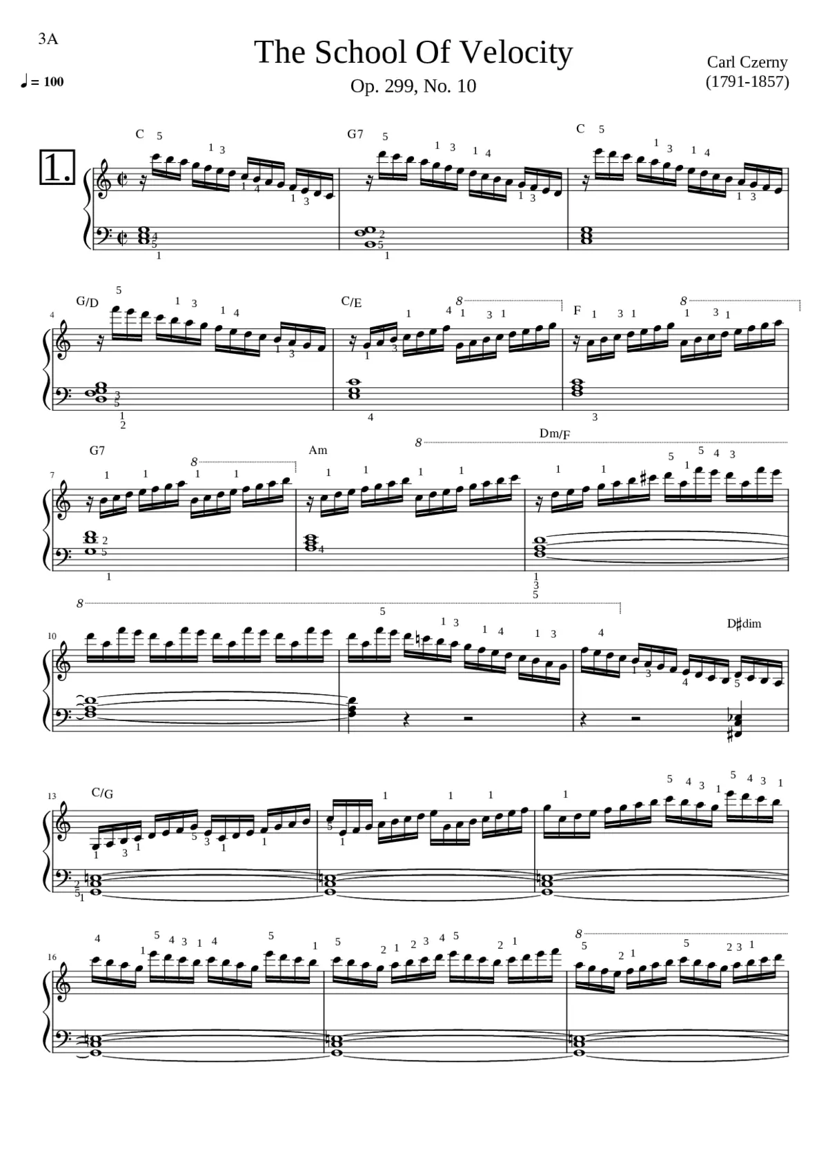 Scool of Velocity op.299 no.1 Czerny - Page 1