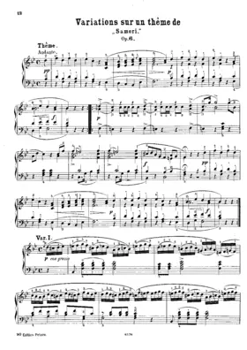 6 Variations sur l'air de Naga de "Samori", Op.6
