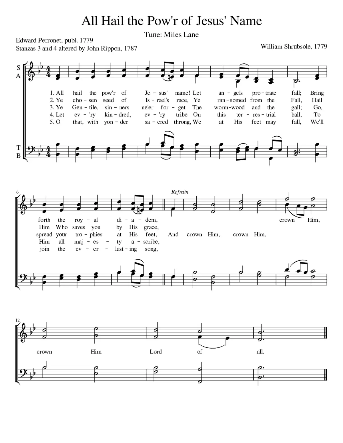 All Hail the Pow'r of Jesus' Name: Miles Lane - Page 1