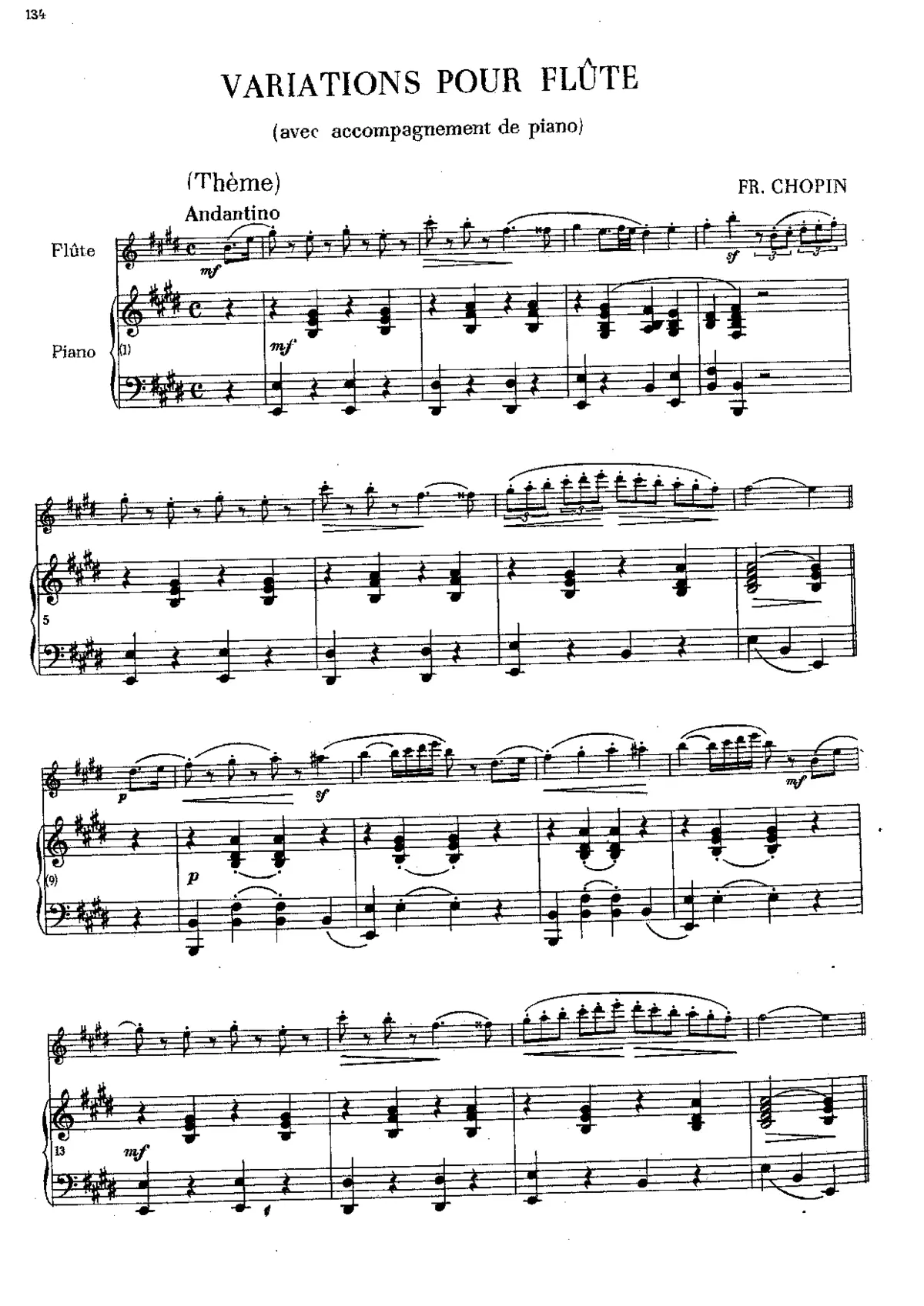 Variations for Flute and Piano in E major - Page 1