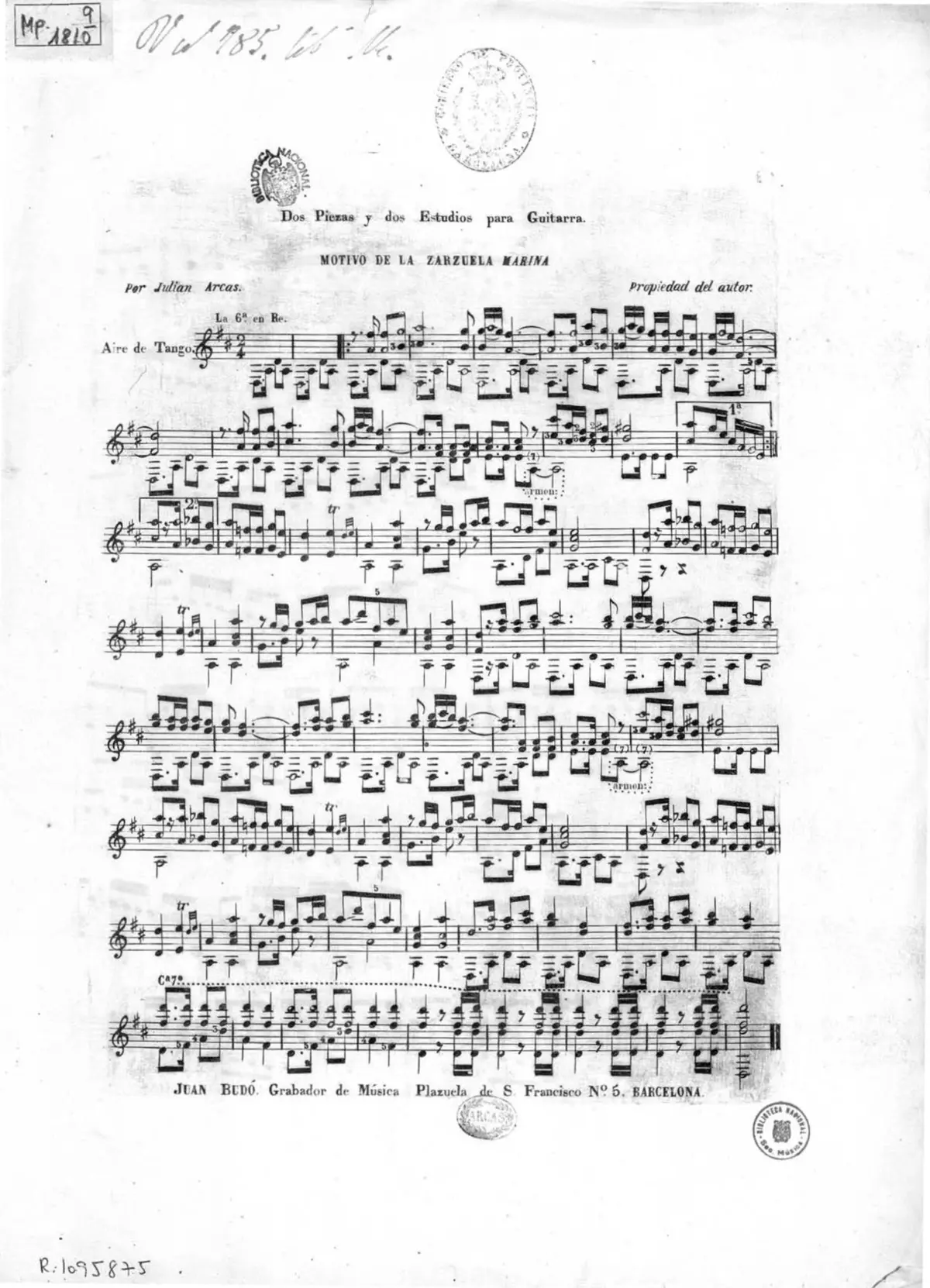 Dos Piezas y dos Estudios para Guitarra - Page 1