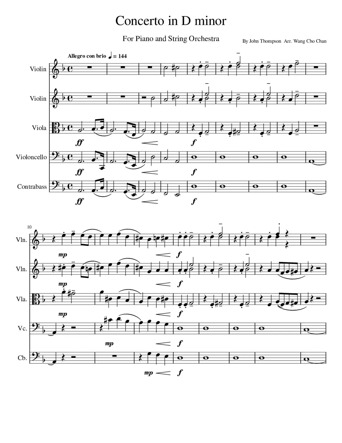 CONCERTO in D Minor For PIANO AND BAND - Page 1